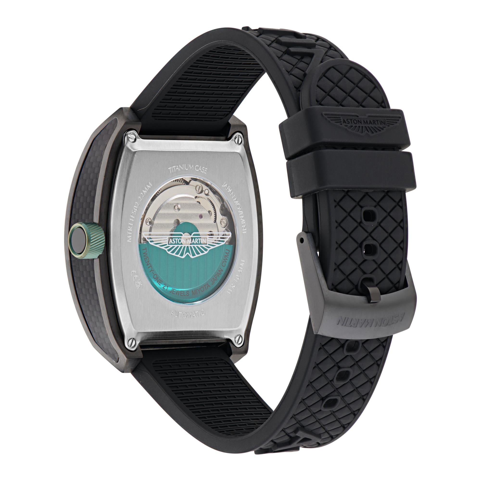 Aston Martin AML Thrill Automatic Green Dial Silicone Strap Men's Watch MTRT1F502