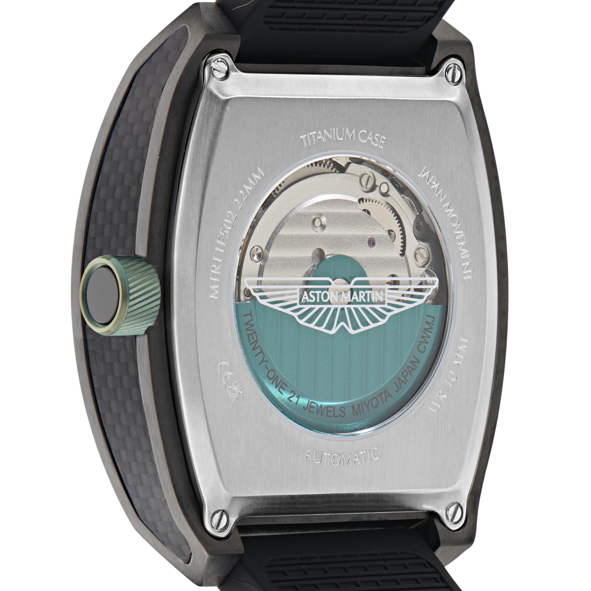 Aston Martin AML Thrill Automatic Green Dial Silicone Strap Men's Watch MTRT1F502