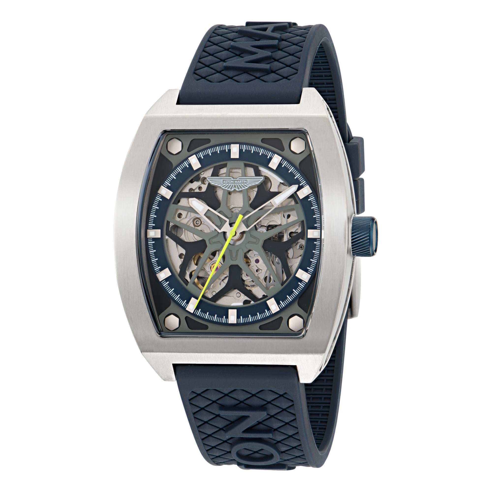 Aston Martin AML Thrill Automatic Blue Dial Silicone Strap Men's Watch MTRT1F503