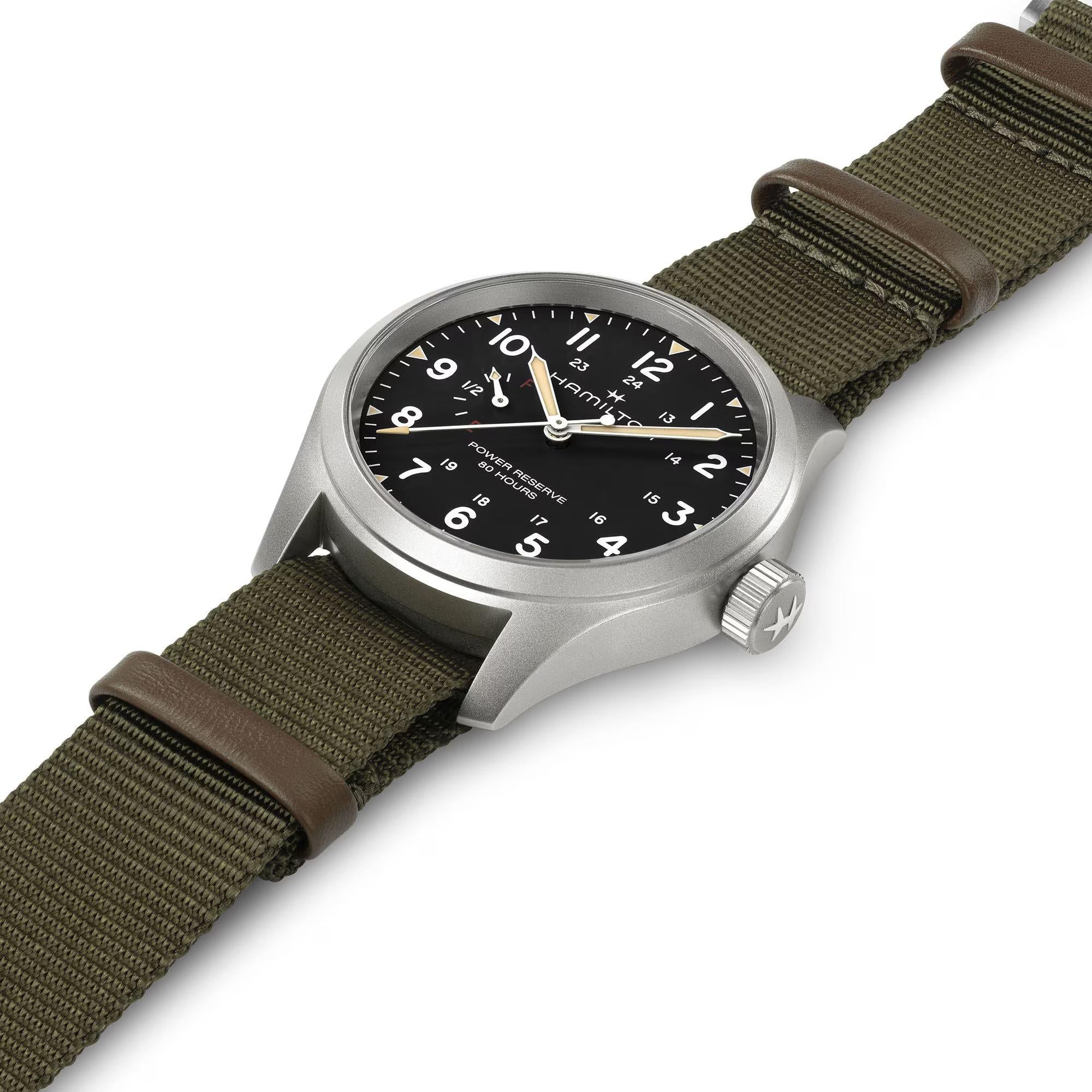 Hamilton Khaki Field Mechanical Power Reserve Black Dial NATO Strap Men's Watch H69509930