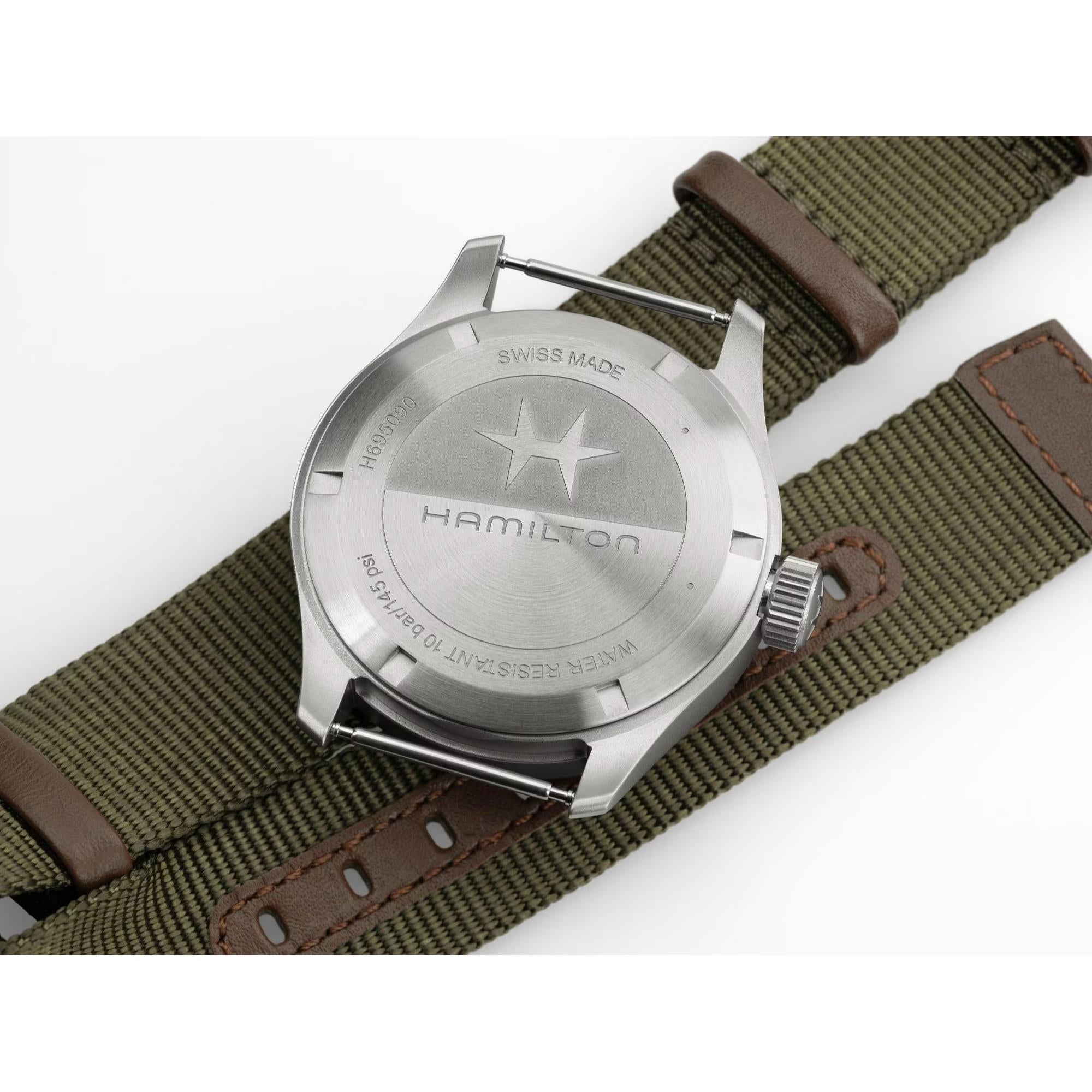 Hamilton Khaki Field Mechanical Power Reserve White Dial NATO Strap Men's Watch H69509910