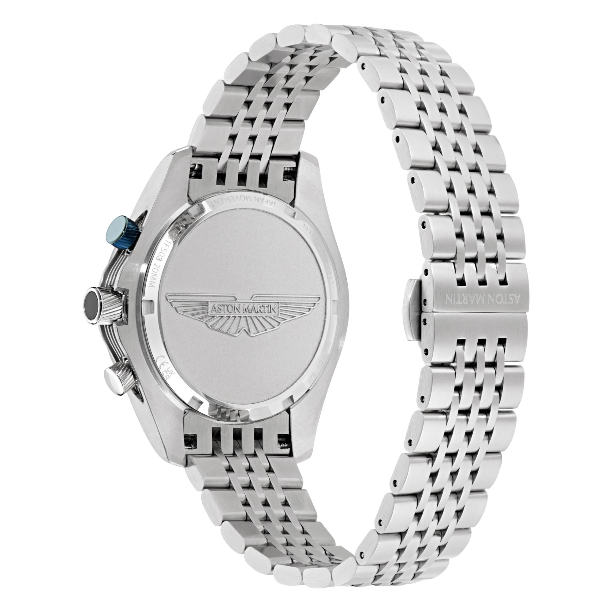 Aston Martin AML Thrill Quartz Chronograph Blue Dial Steel Strap Unisex Watch MTRS1F503