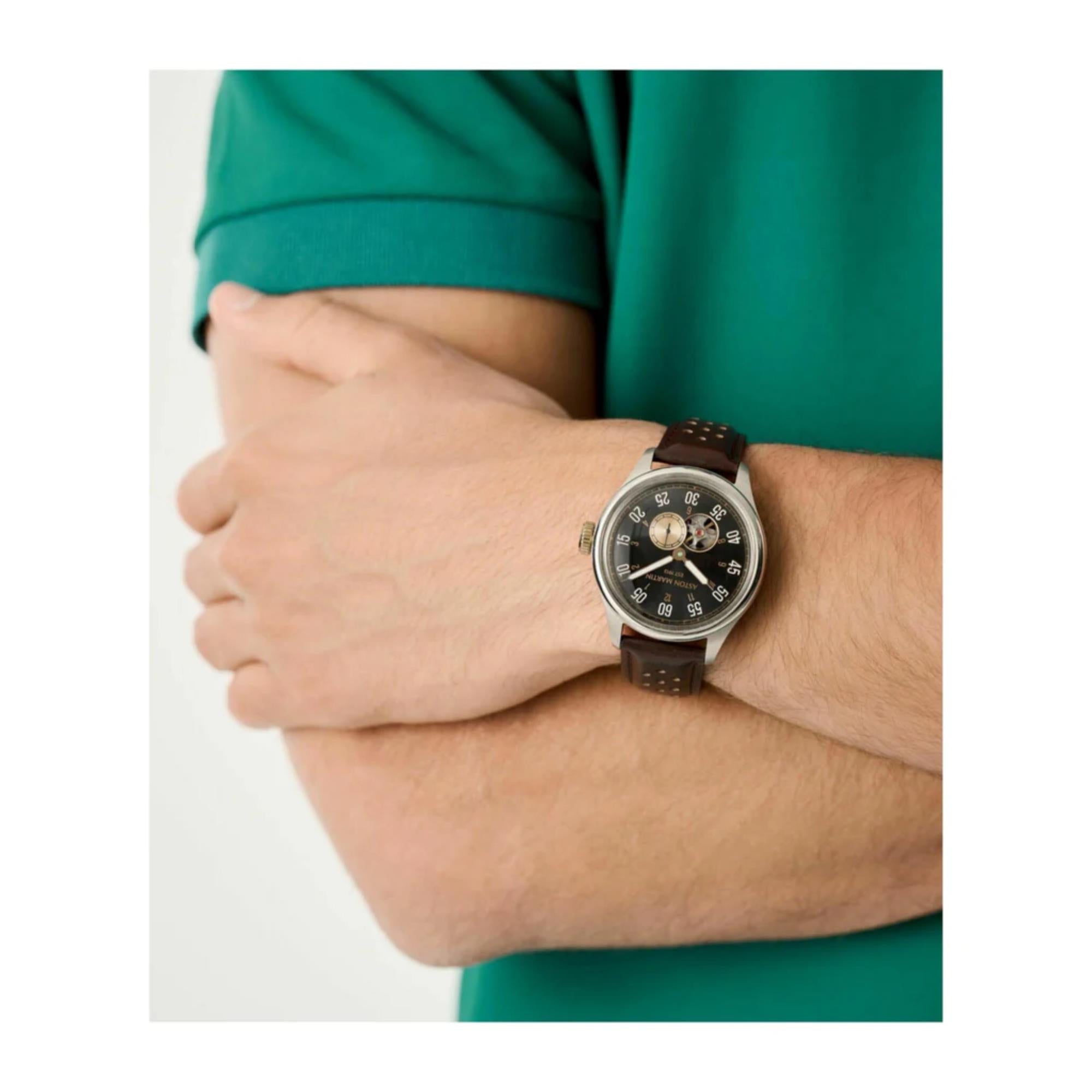 Aston Martin AML Timeless Automatic Black Dial Leather Strap Men's Watch MTTS1F501