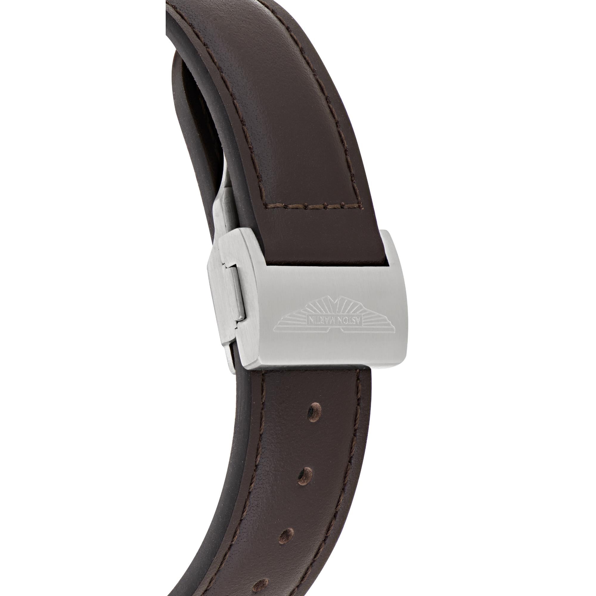 Aston Martin AML Timeless Automatic Black Dial Leather Strap Men's Watch MTTS1F501