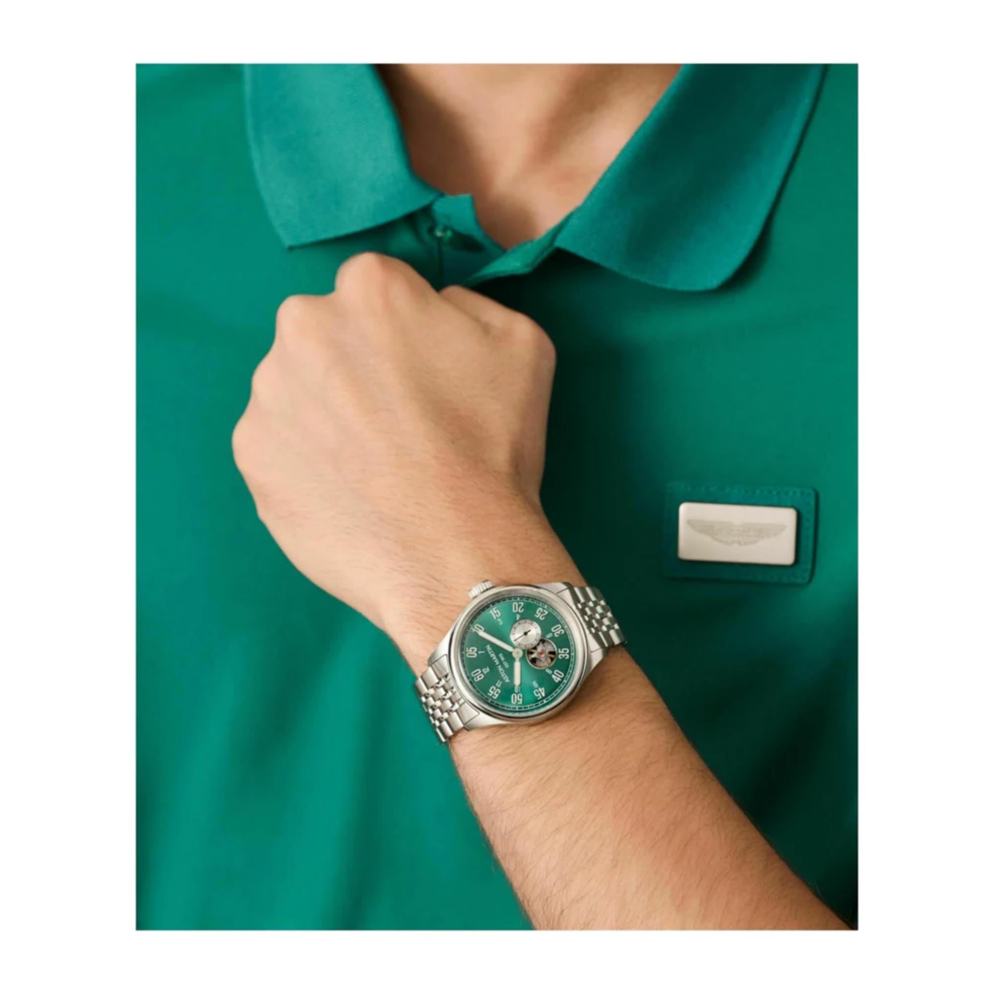Aston Martin AML Timless Automatic Green Dial Steel Strap Men's Watch MTTS1F504