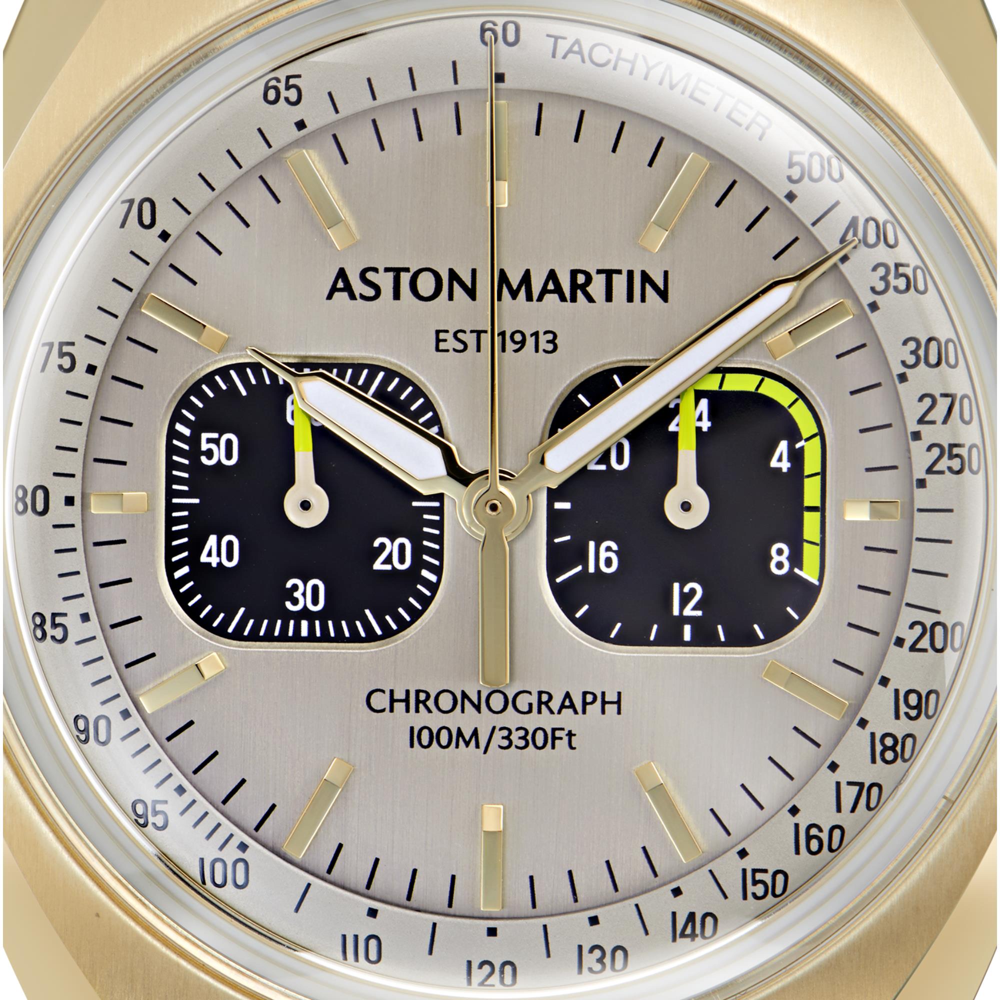 Aston Martin AML Timeless Automatic Chronograph Champagne Dial Leather Strap Men's Watch MTTS2F502