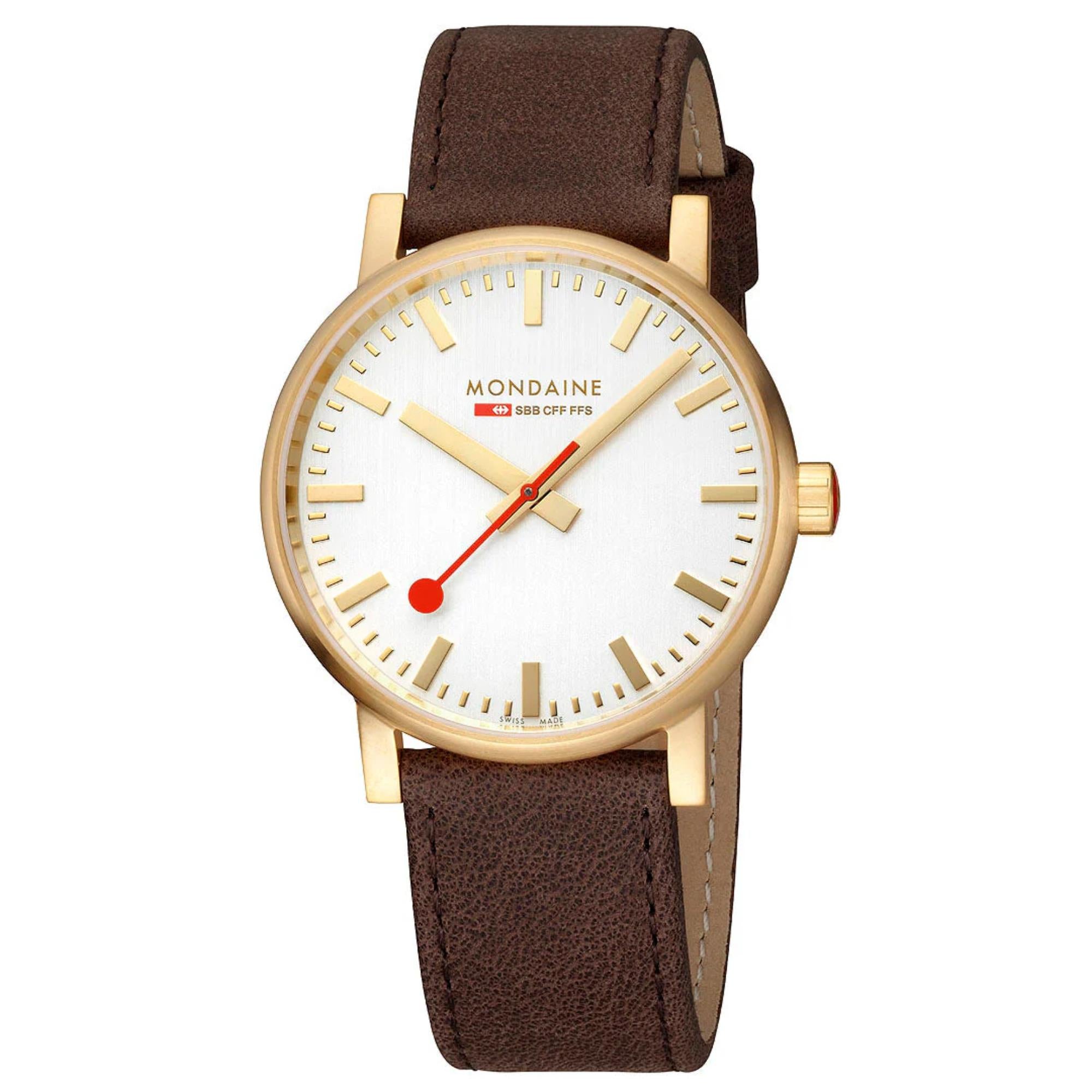Mondaine Evo2 Quartz White Dial Leather Strap Men's Watch MSE.40112.LGV