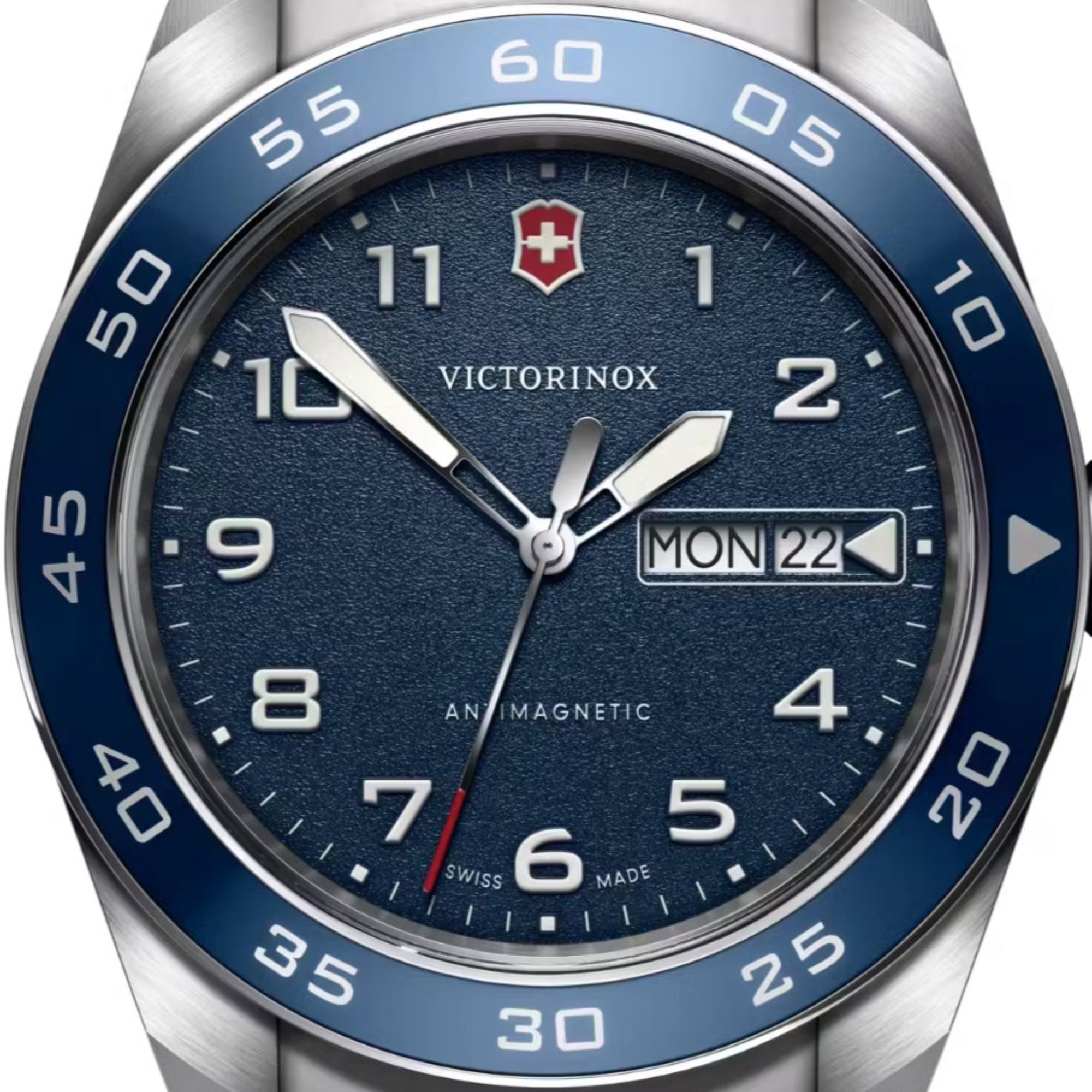 Victorinox Swiss Army Quartz Blue Dial Leather Strap Men's Watch 242040
