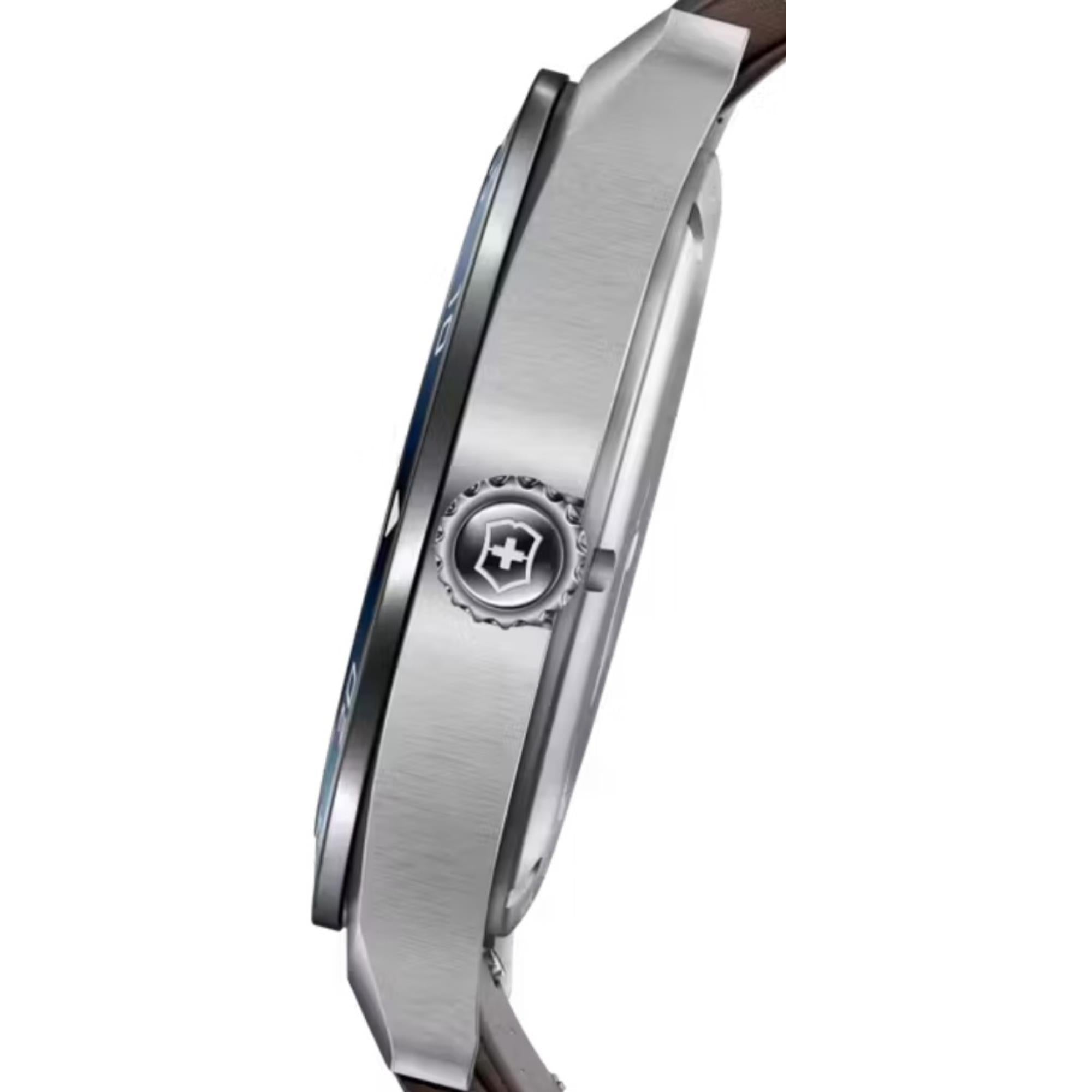 Victorinox Swiss Army Quartz Blue Dial Leather Strap Men's Watch 242040