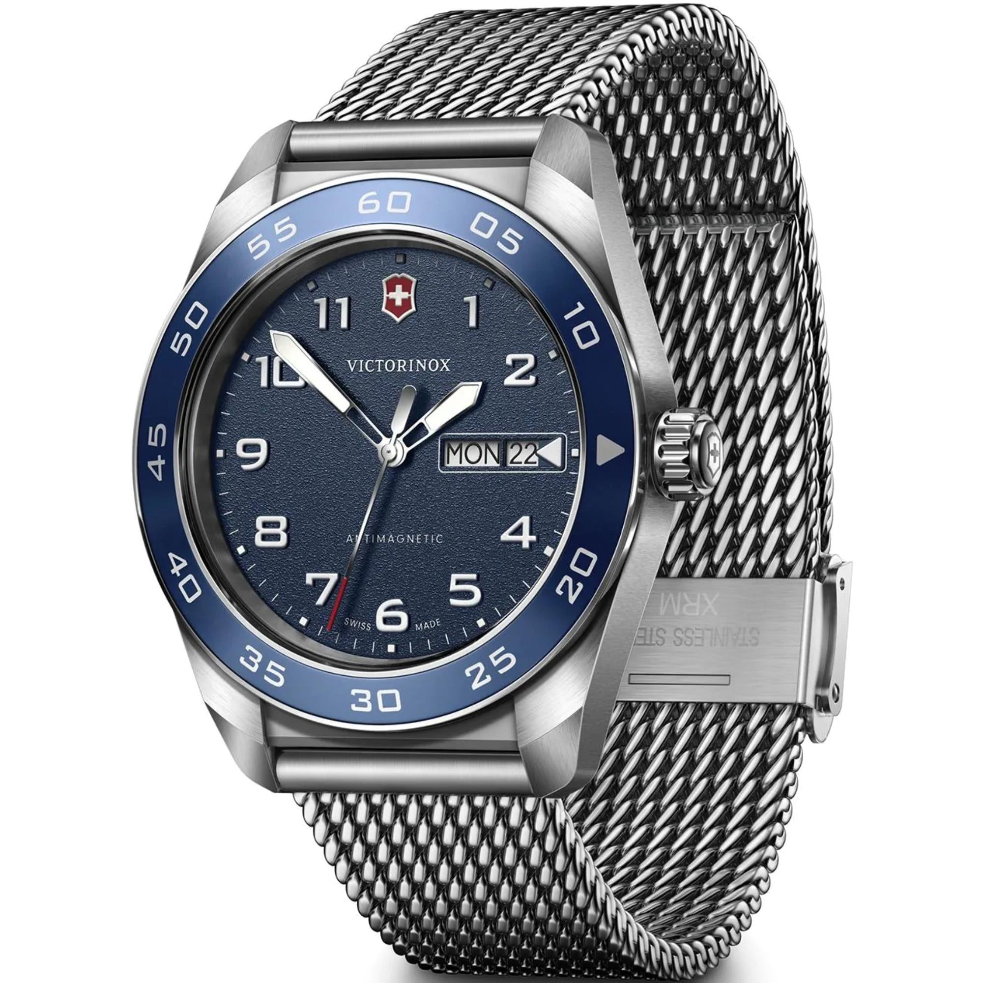 Victorinox Swiss Army Quartz Blue Dial Steel Mesh Strap Men's Watch 242042
