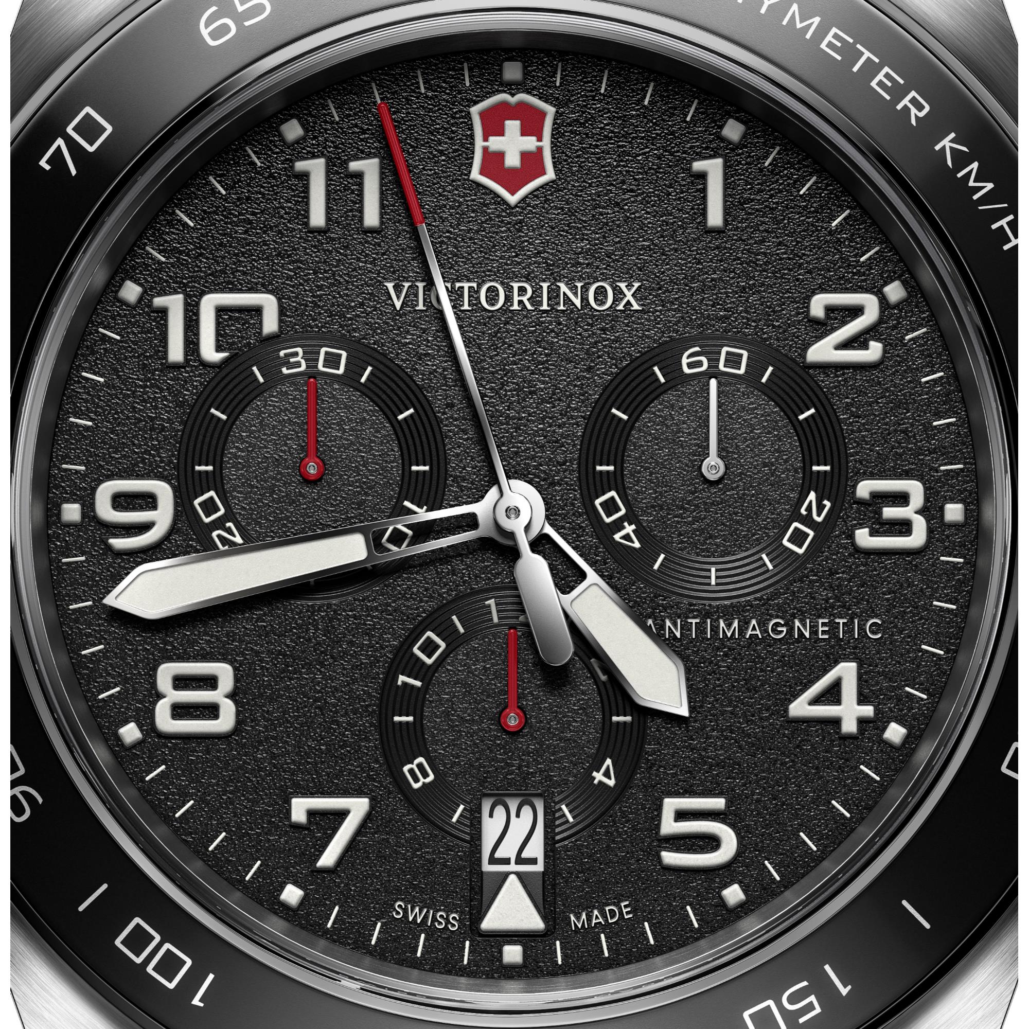 Victorinox Swiss Army Chronograph Black Dial Leather Strap Men's Watch 242046