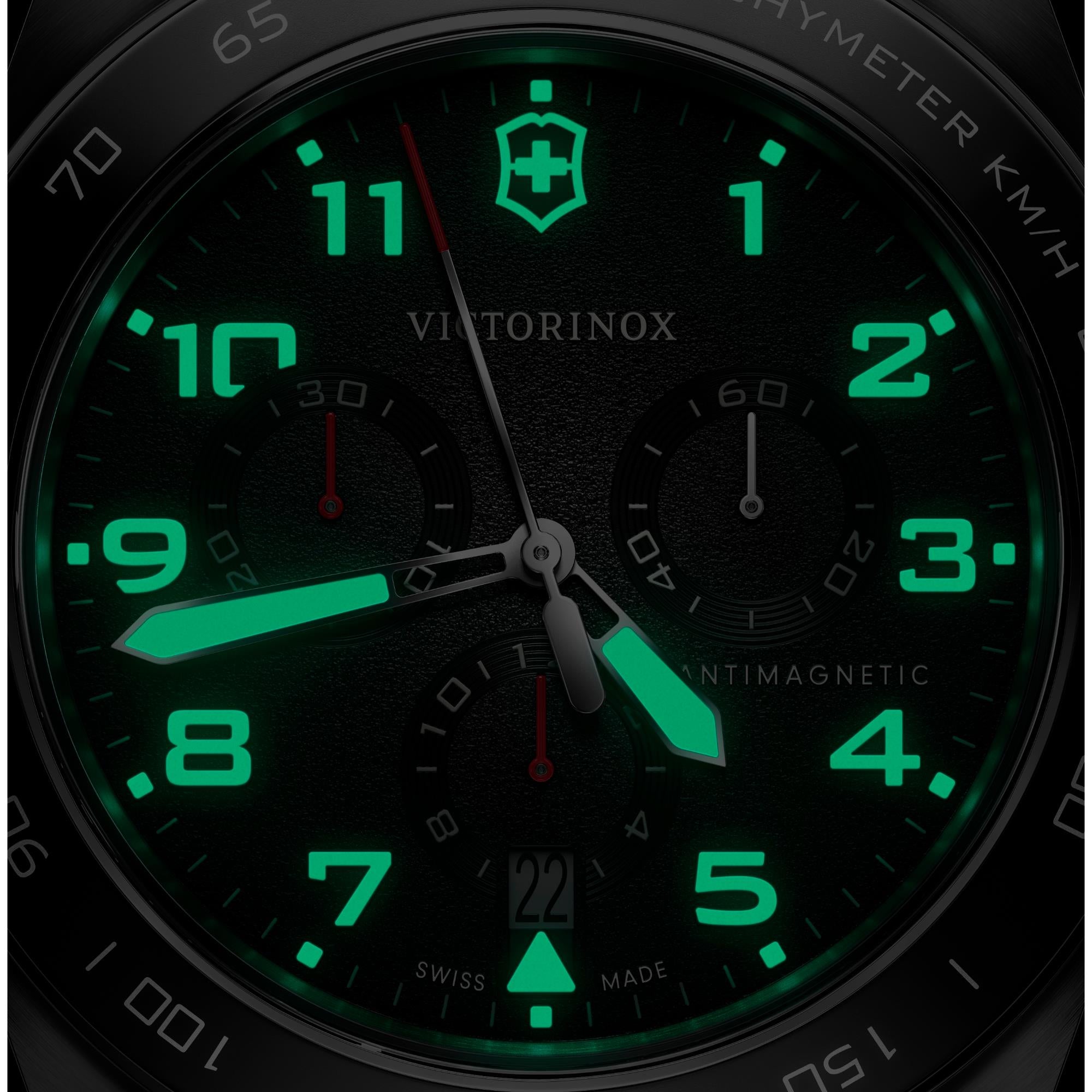 Victorinox Swiss Army Chronograph Black Dial Leather Strap Men's Watch 242046