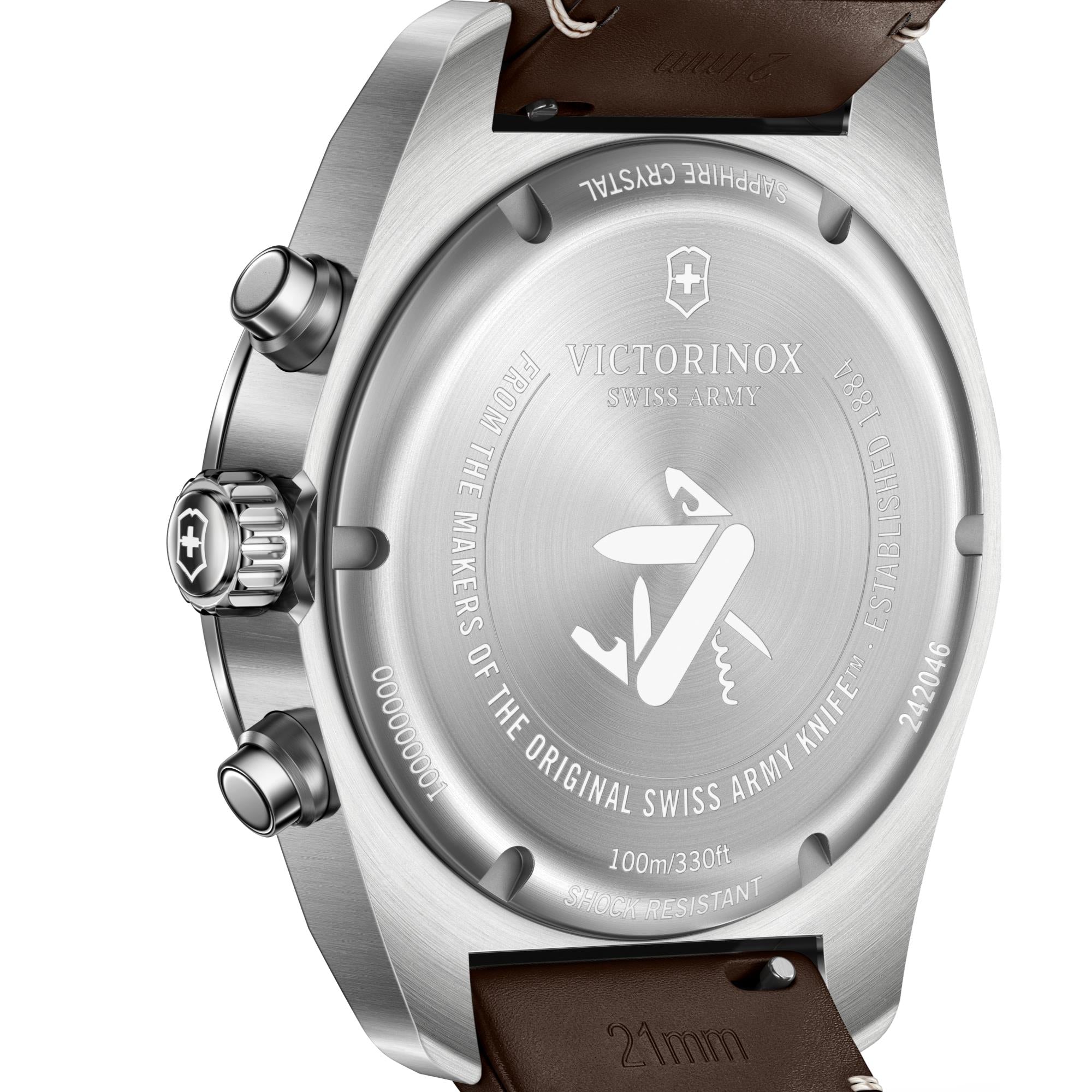 Victorinox Swiss Army Chronograph Black Dial Leather Strap Men's Watch 242046