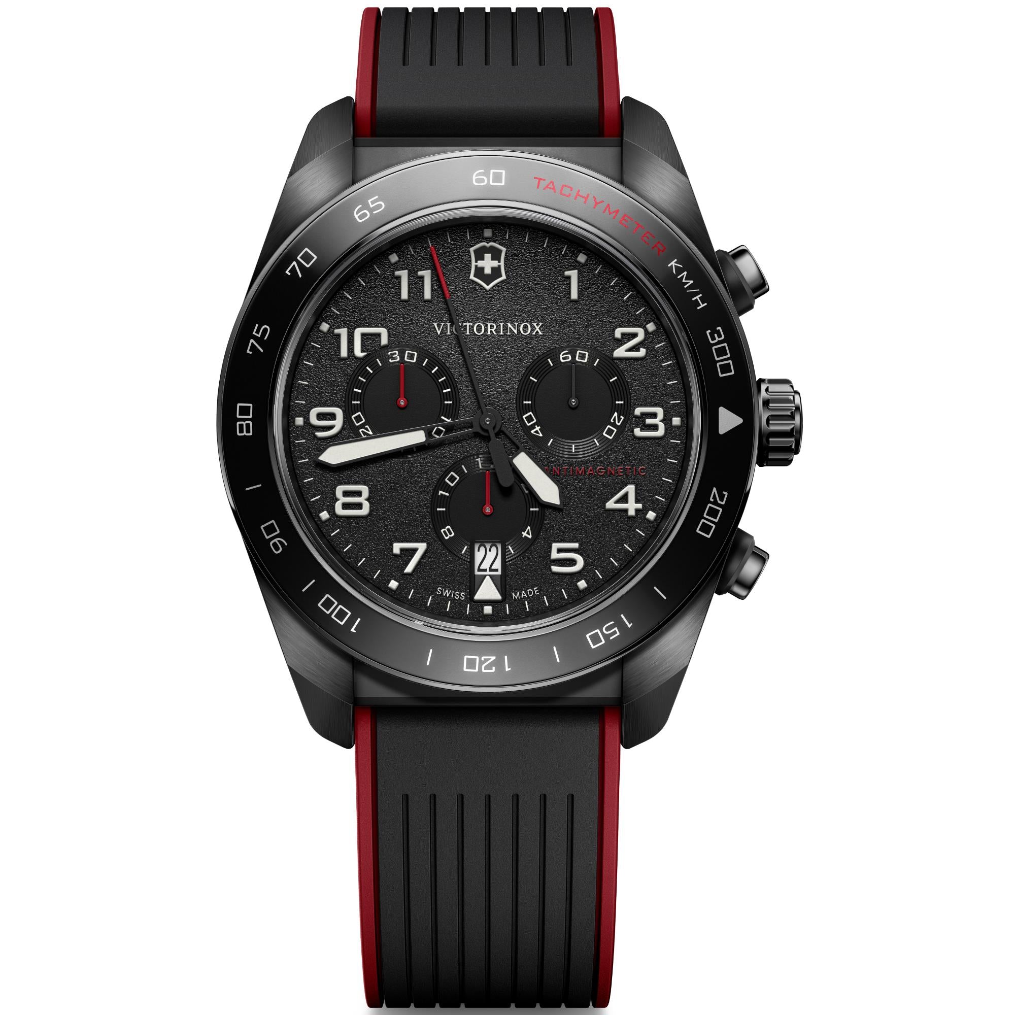 Victorinox Swiss Army Chronograph Black Dial Rubber Strap Men's Watch 242051