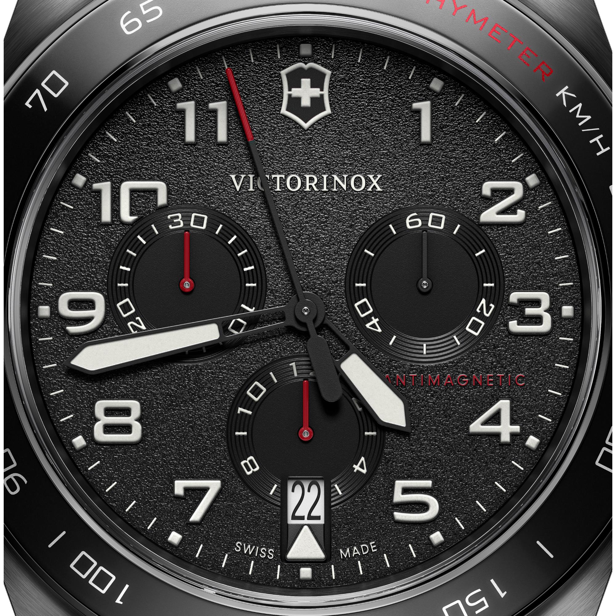 Victorinox Swiss Army Chronograph Black Dial Rubber Strap Men's Watch 242051