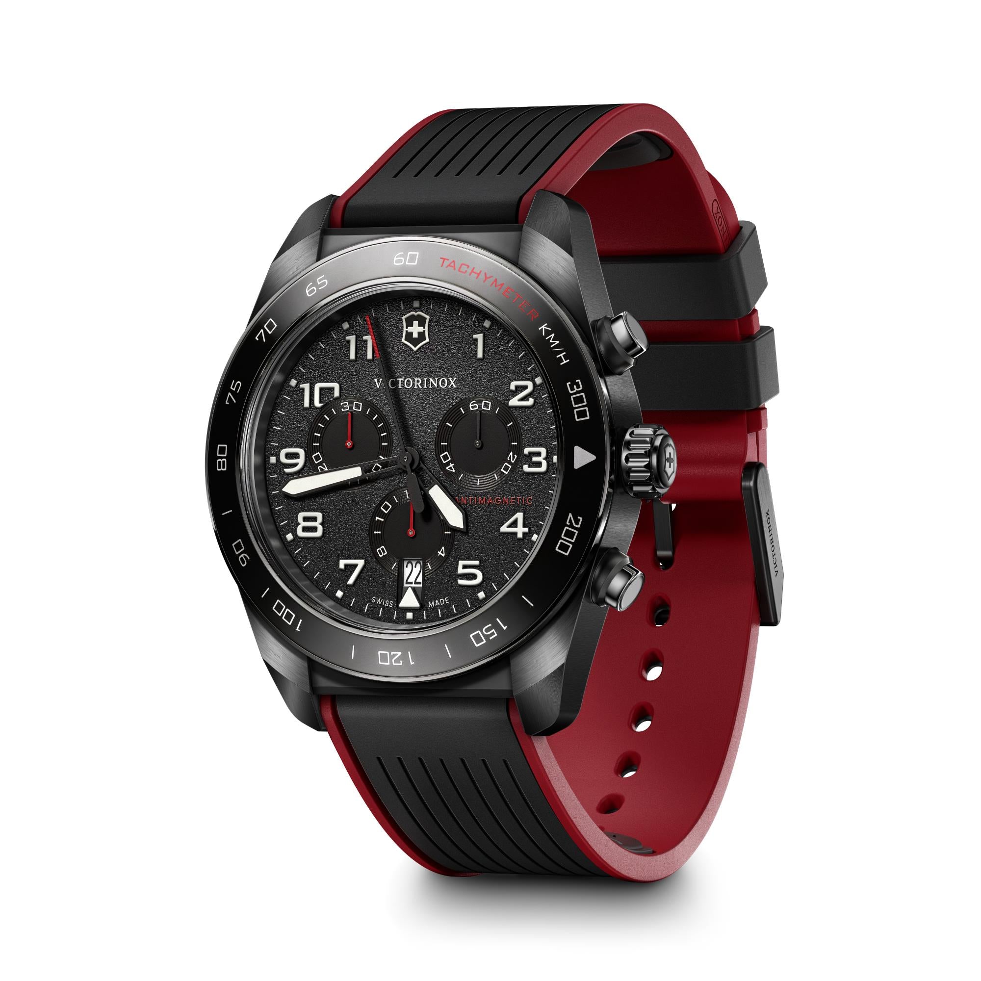 Victorinox Swiss Army Chronograph Black Dial Rubber Strap Men's Watch 242051