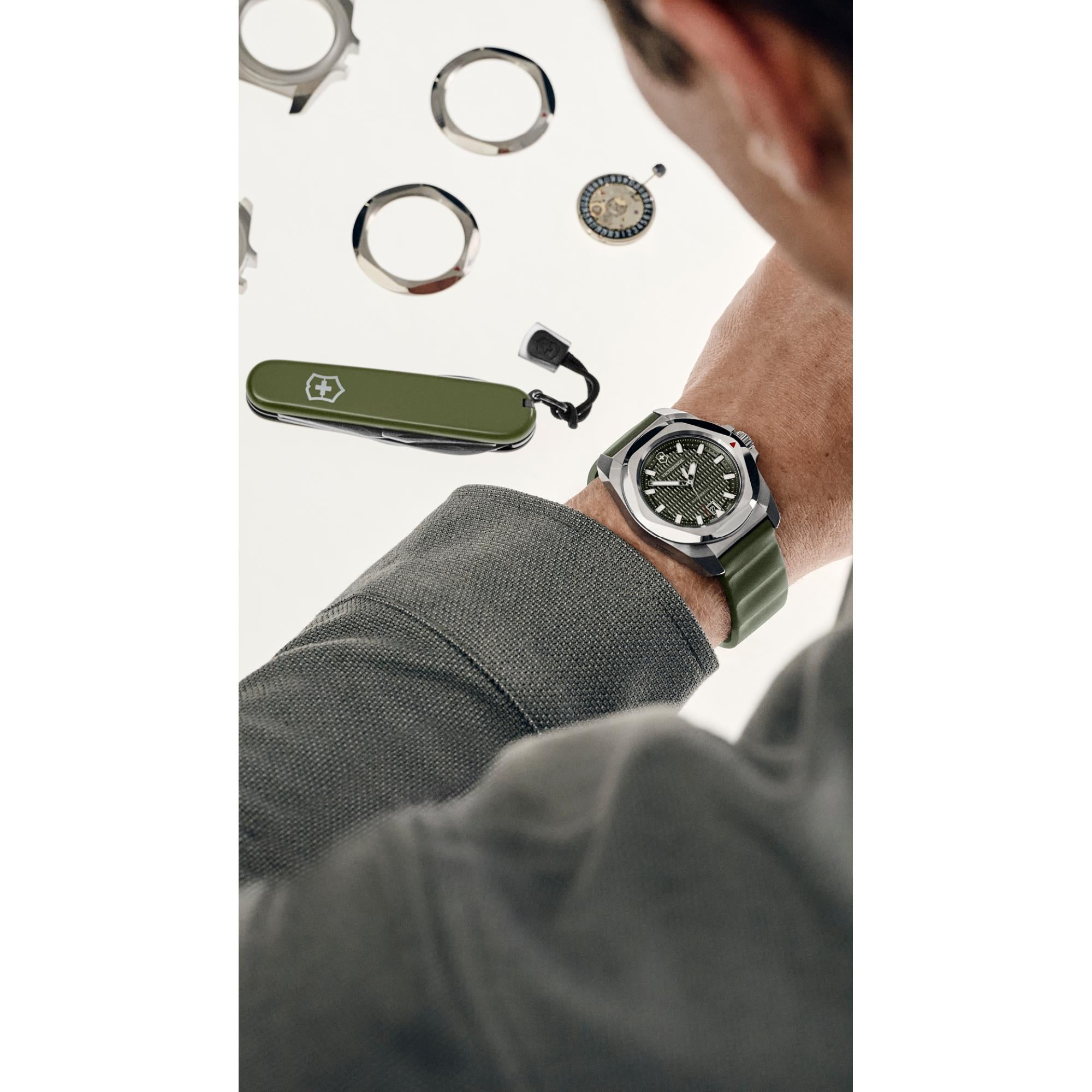 Victorinox I.N.O.X. Automatic Green Dial Rubber Strap Men's Watch 242017.1