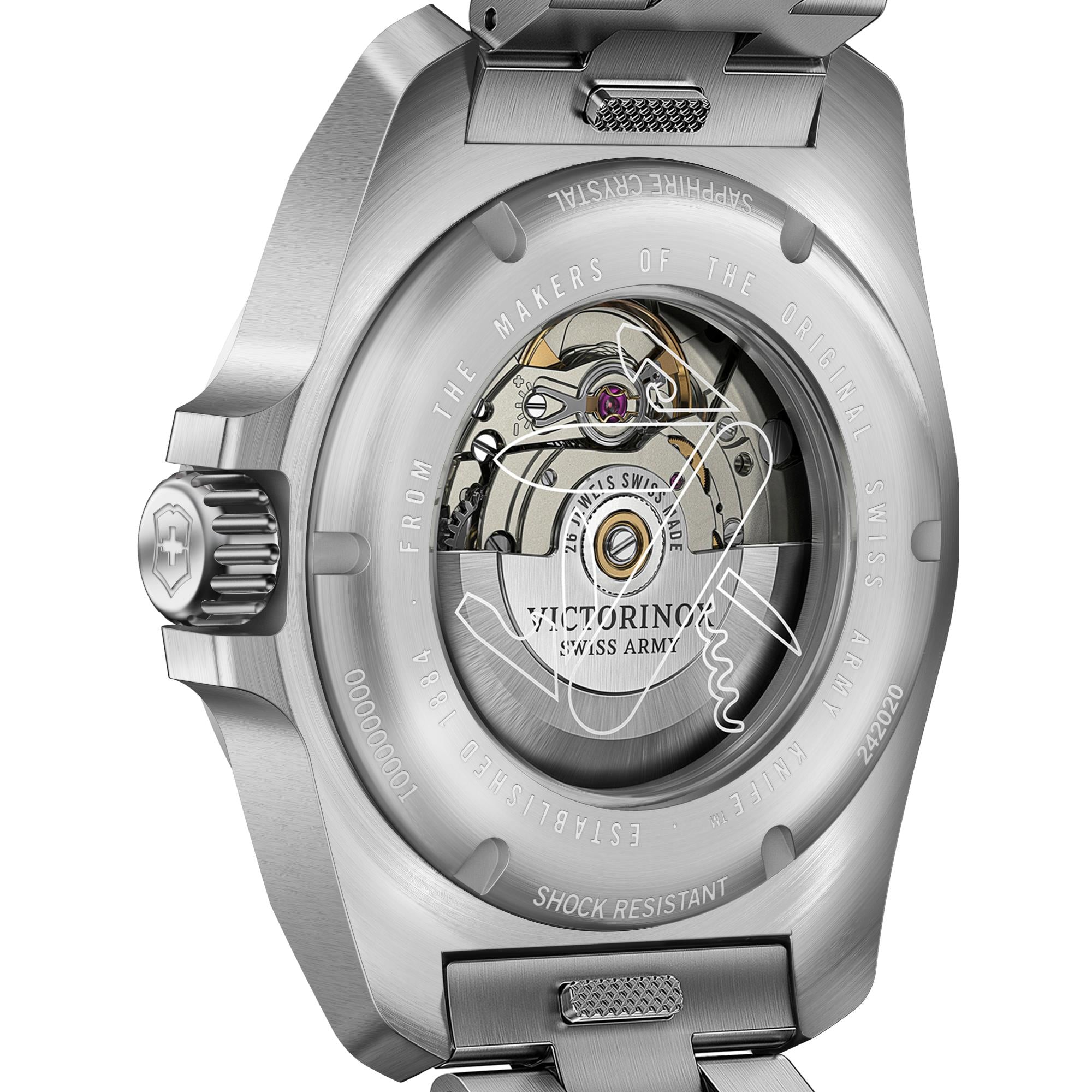 Victorinox I.N.O.X. 242020 exhibition case-back and automatic movement