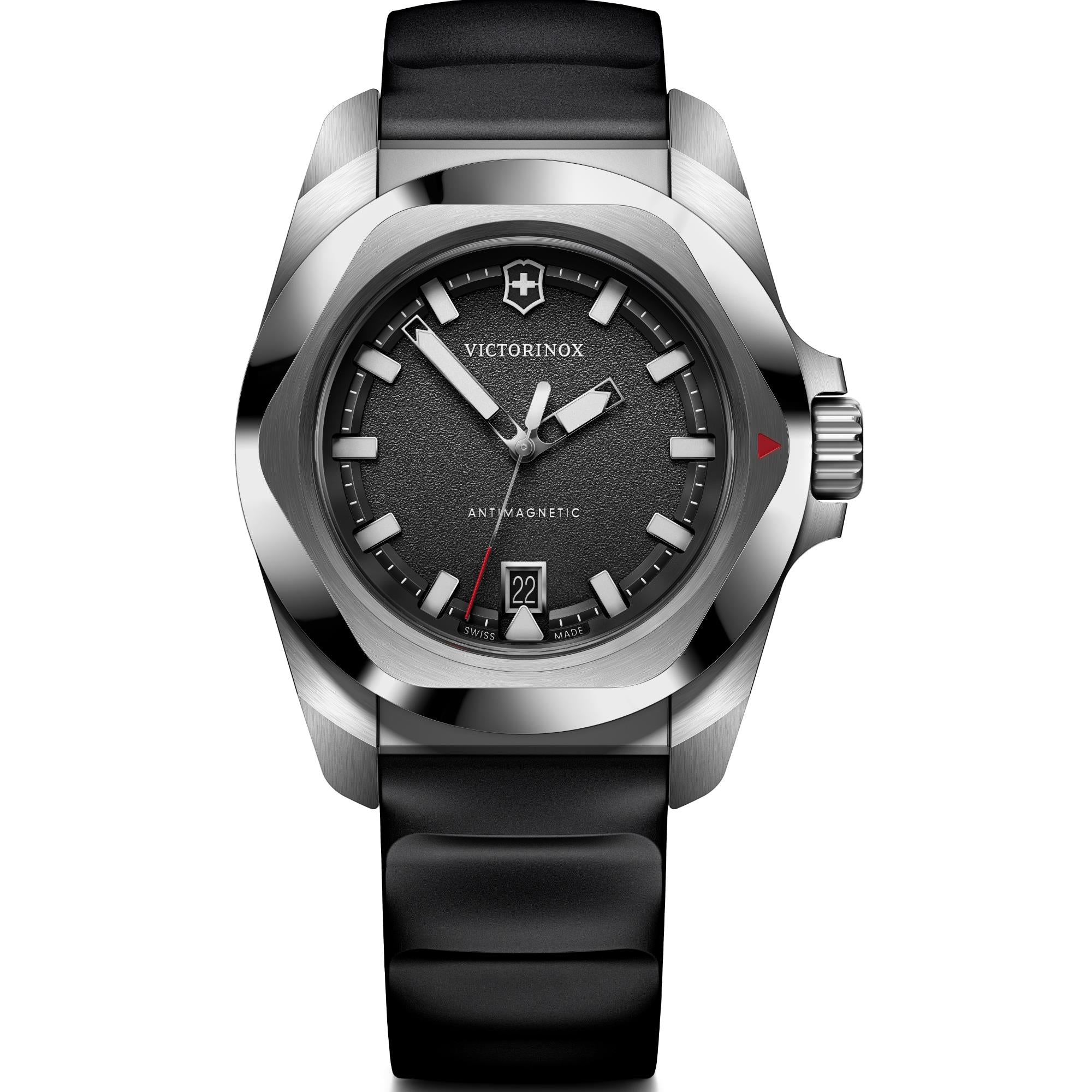 Victorinox I.N.O.X. Quartz Black Dial Rubber Strap Men's Watch 242028