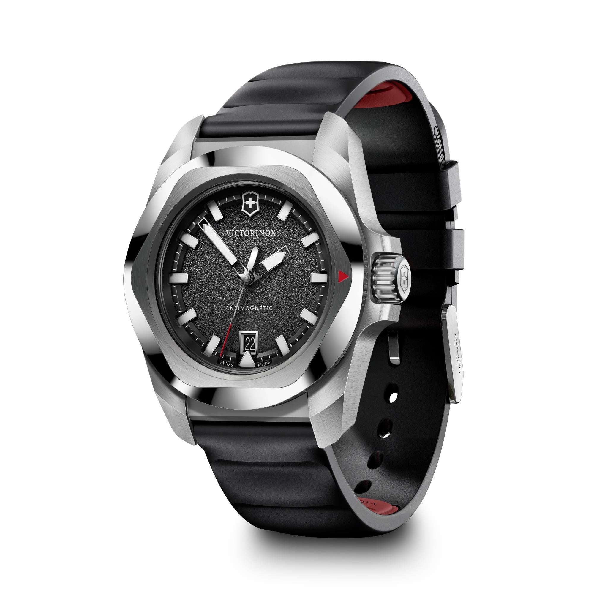 Victorinox I.N.O.X. Quartz Black Dial Rubber Strap Men's Watch 242028