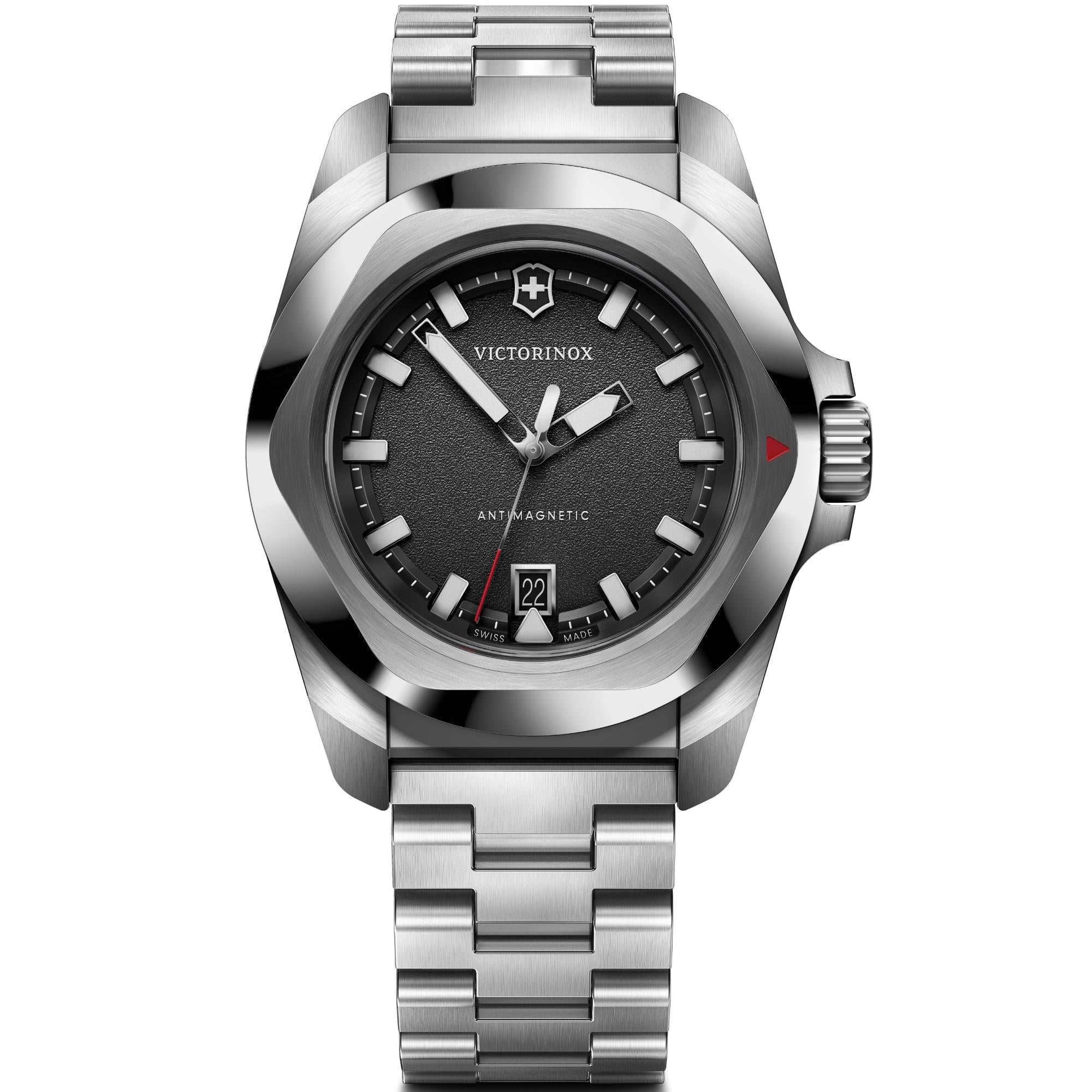 Victorinox I.N.O.X. Quartz Black Dial Steel Strap Men's Watch 242030