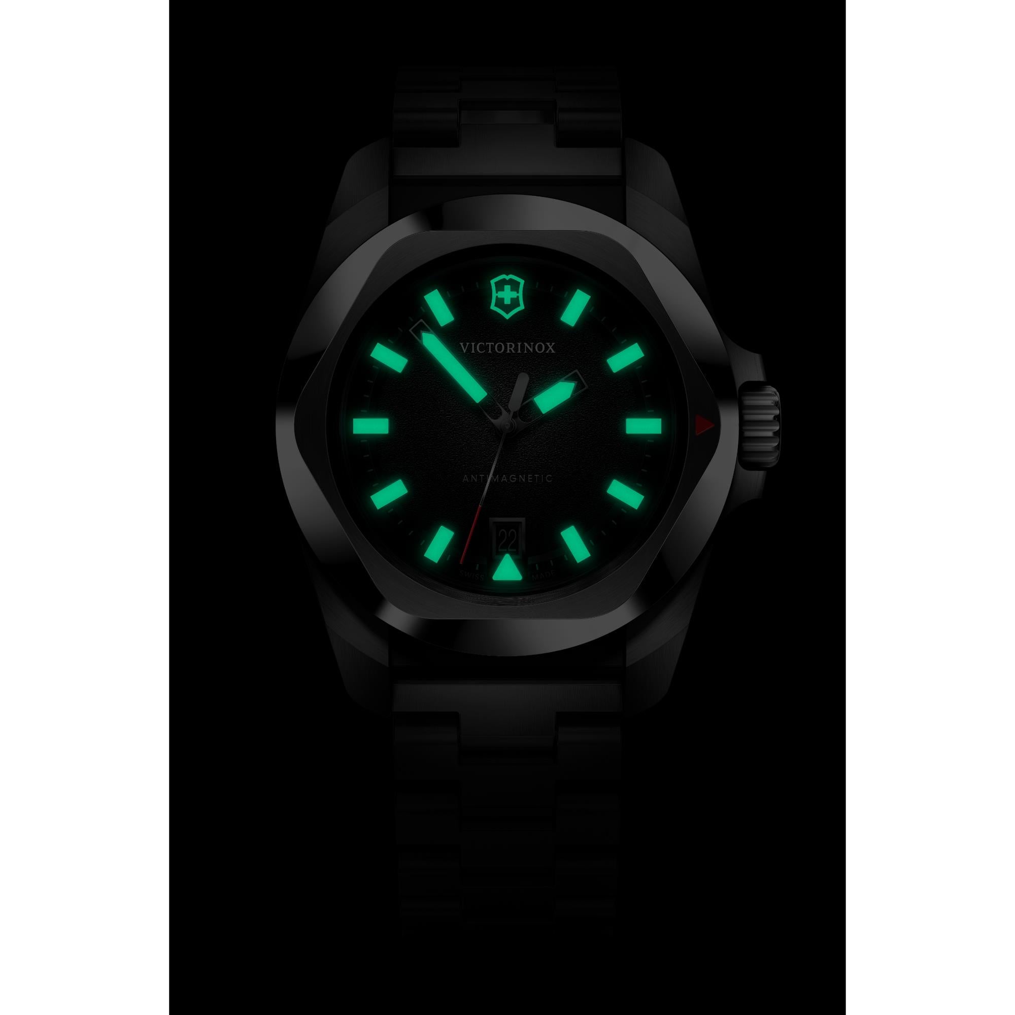 Victorinox I.N.O.X. Quartz Black Dial Steel Strap Men's Watch 242030