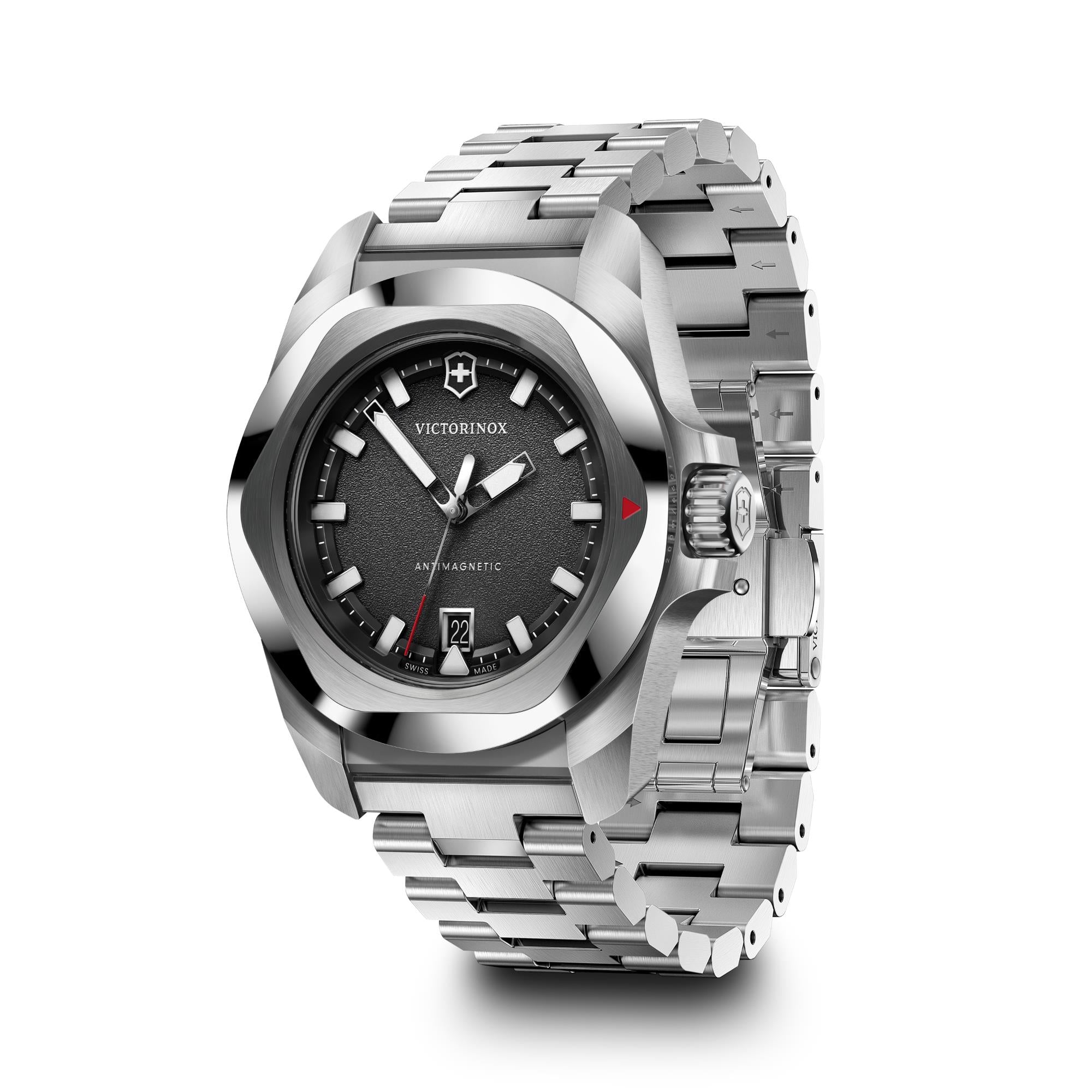 Victorinox I.N.O.X. Quartz Black Dial Steel Strap Men's Watch 242030