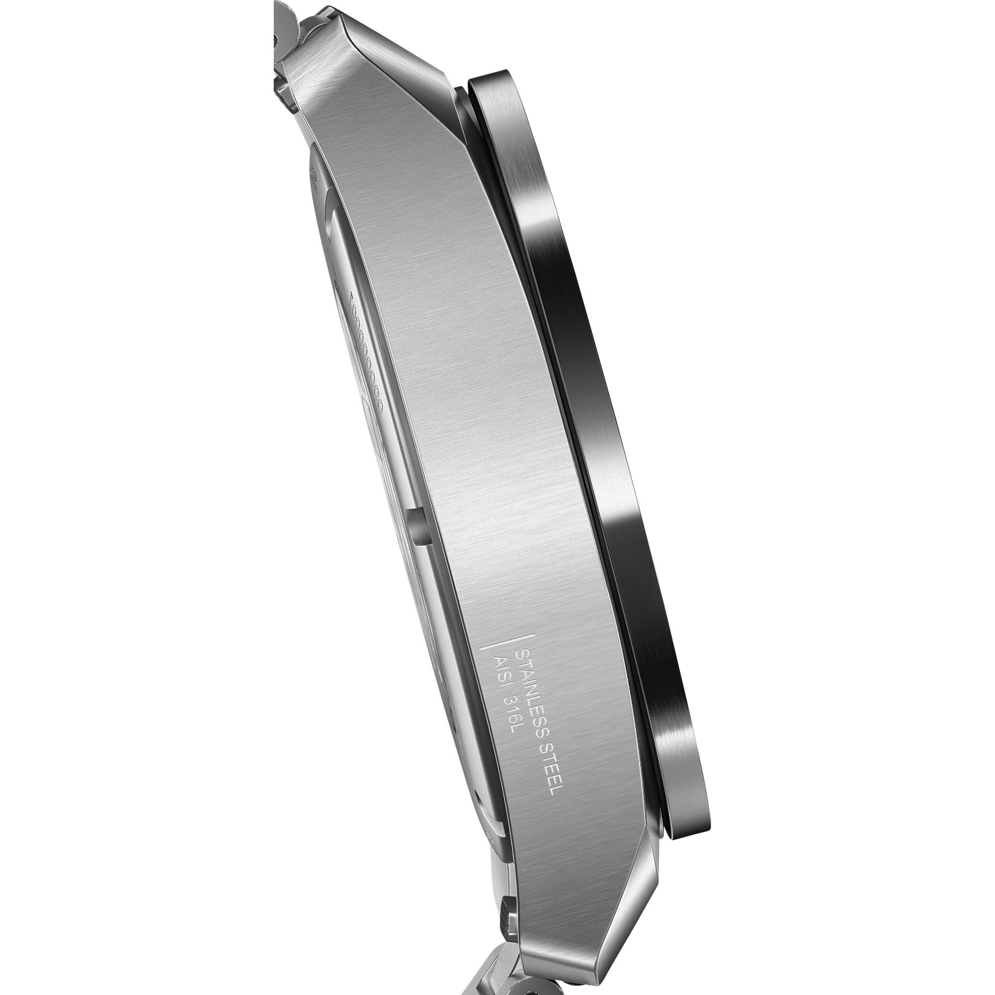 Close-up side profile of Victorinox Air Pro 242004 showing crown, case thickness and stainless steel construction