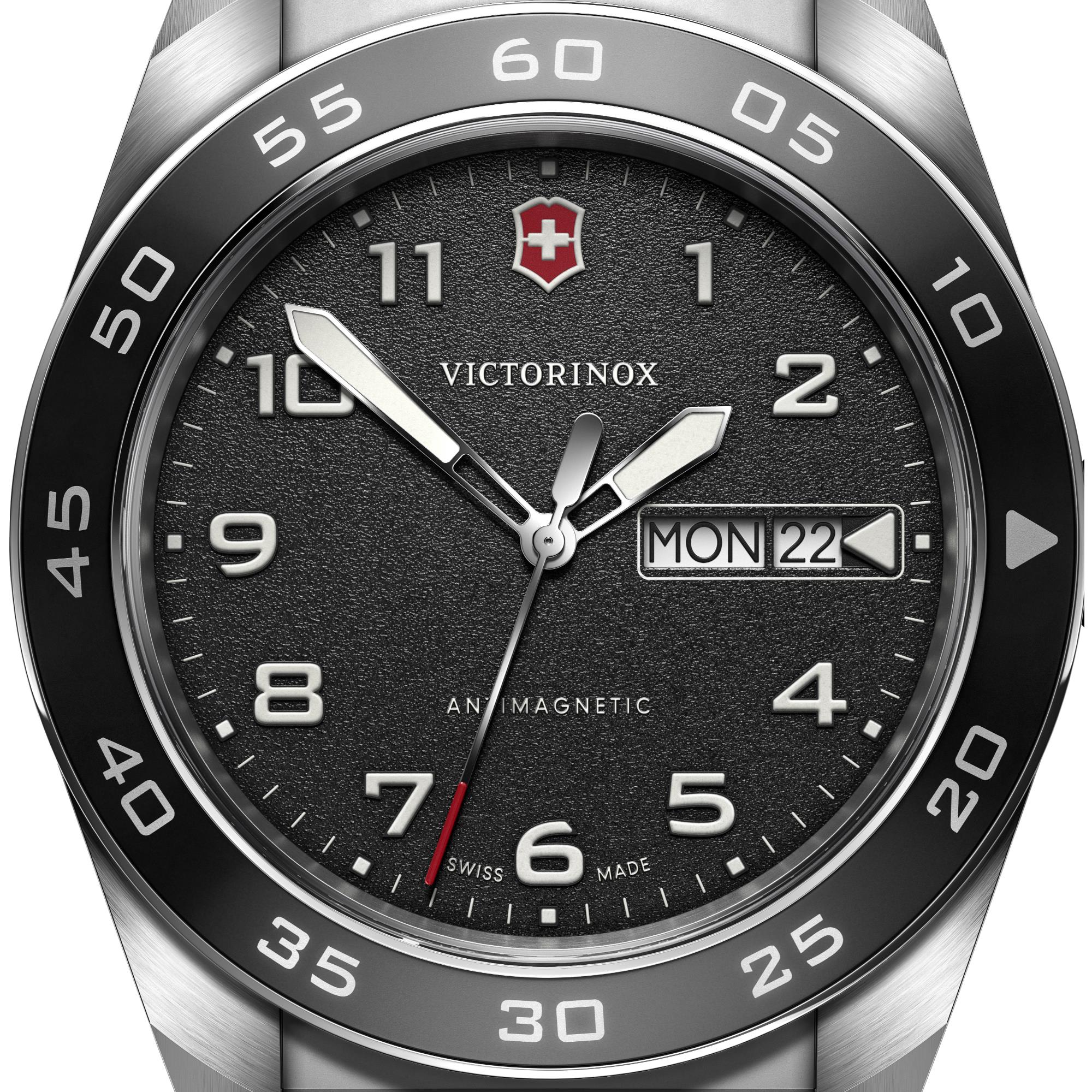 Victorinox Swiss Army Quartz Black Dial Leather Strap Men's Watch 242041