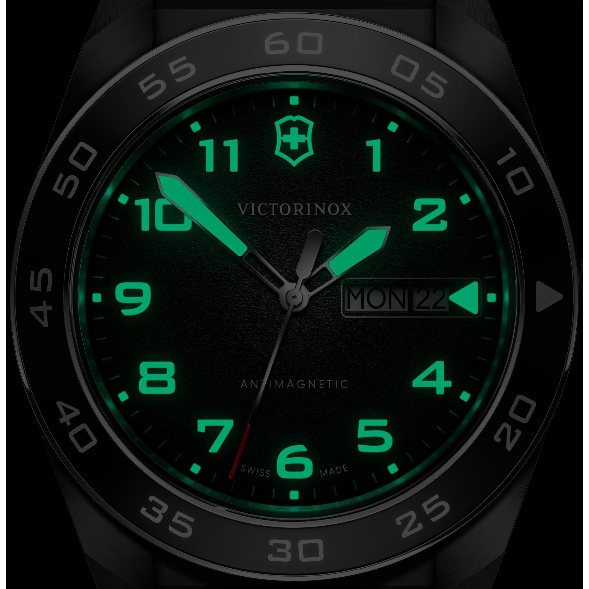 Victorinox Swiss Army Quartz Black Dial Leather Strap Men's Watch 242041