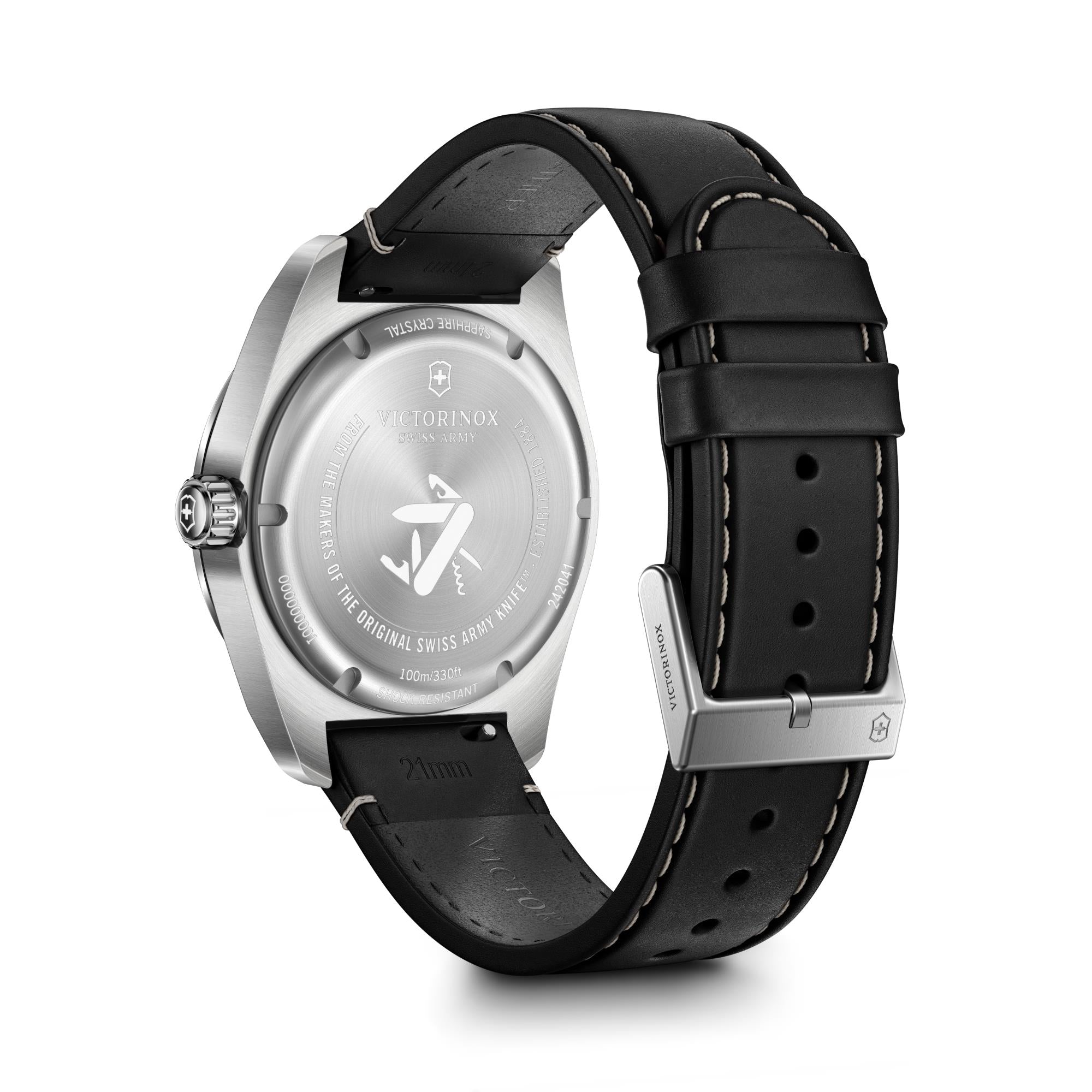 Victorinox Swiss Army Quartz Black Dial Leather Strap Men's Watch 242041