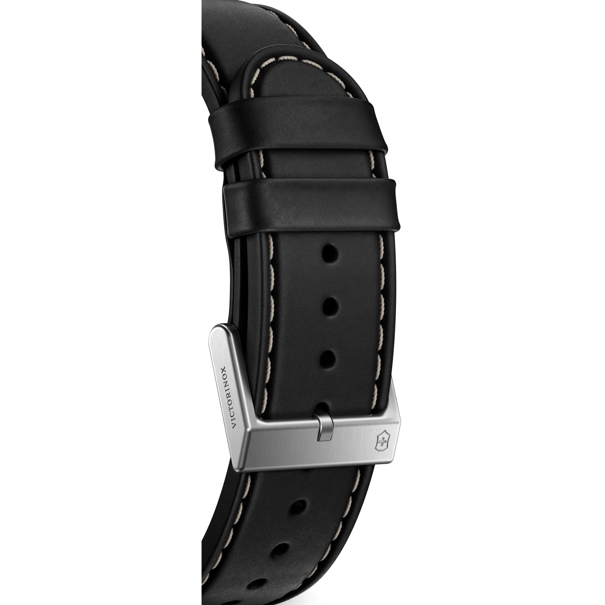 Victorinox Swiss Army Quartz Black Dial Leather Strap Men's Watch 242041