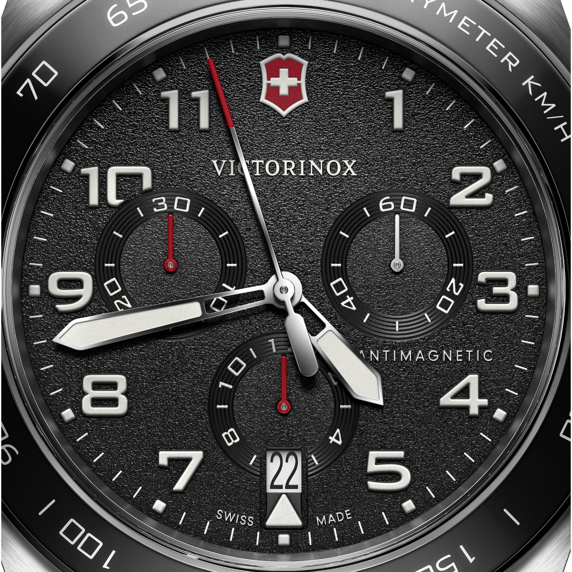 Victorinox Swiss Army Chronograph Black Dial Steel Mesh Strap Men's Watch 242048