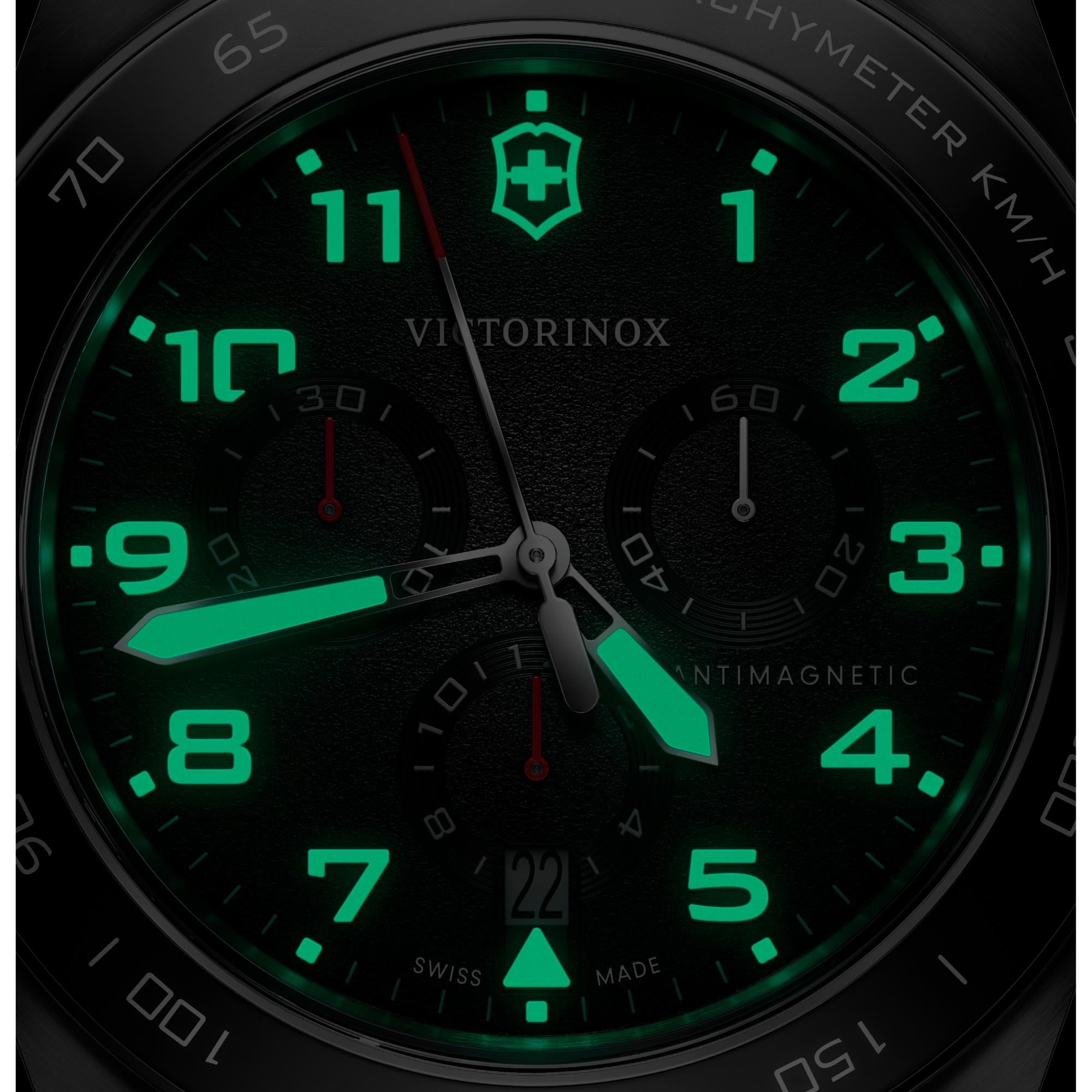 Victorinox Swiss Army Chronograph Black Dial Steel Mesh Strap Men's Watch 242048