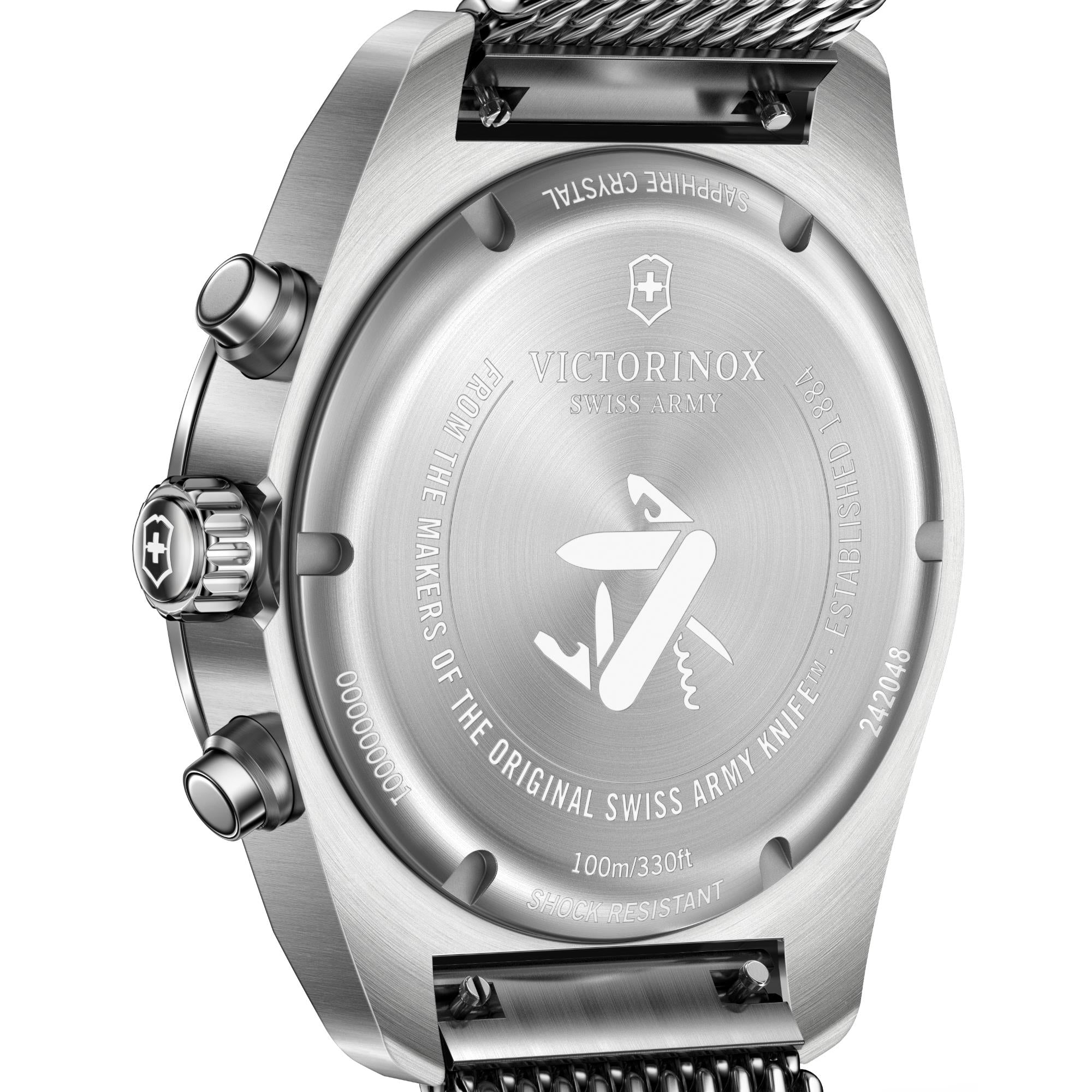 Victorinox Swiss Army Chronograph Black Dial Steel Mesh Strap Men's Watch 242048