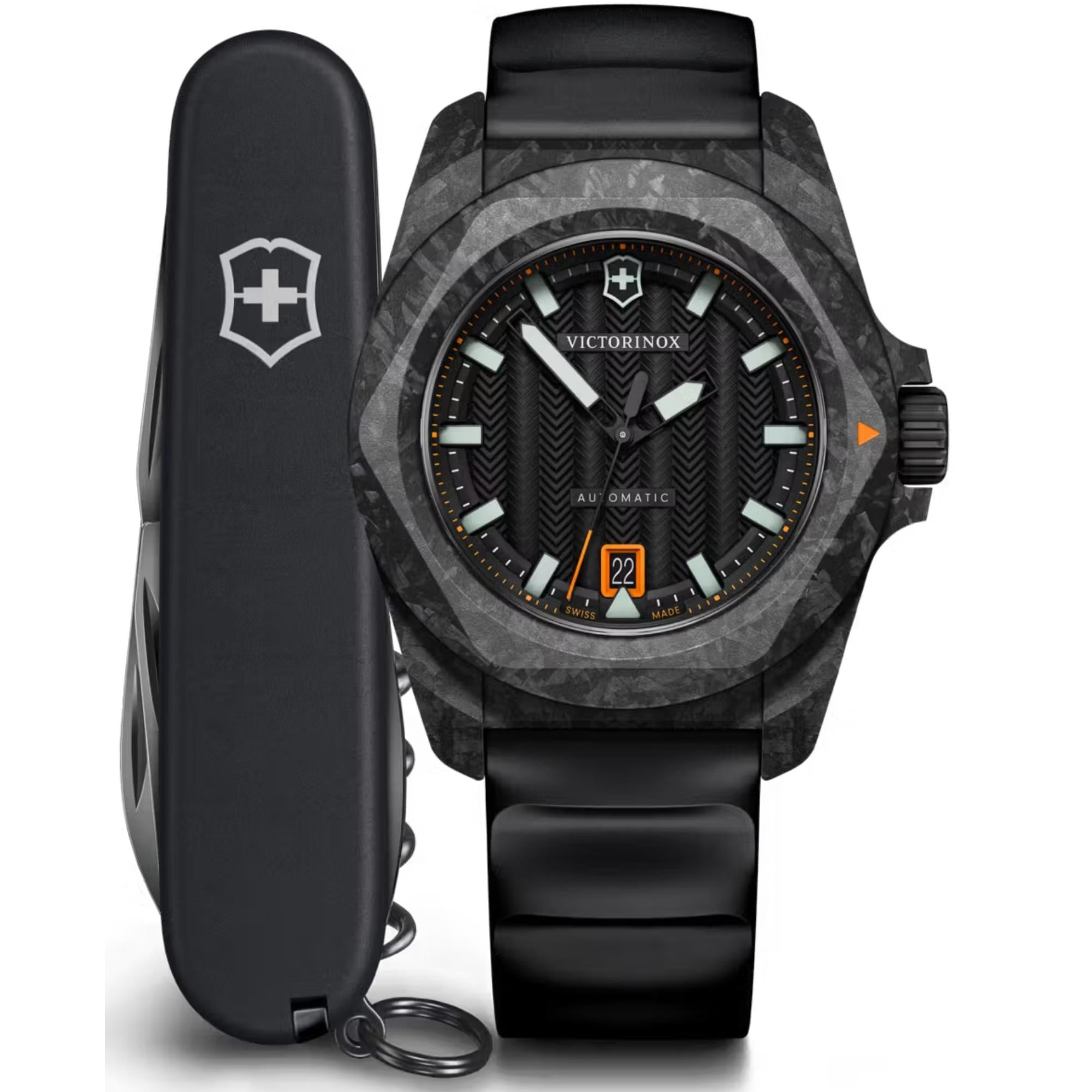 Victorinox I.N.O.X. Automatic Black Dial Rubber Strap Men's Watch 242023.1