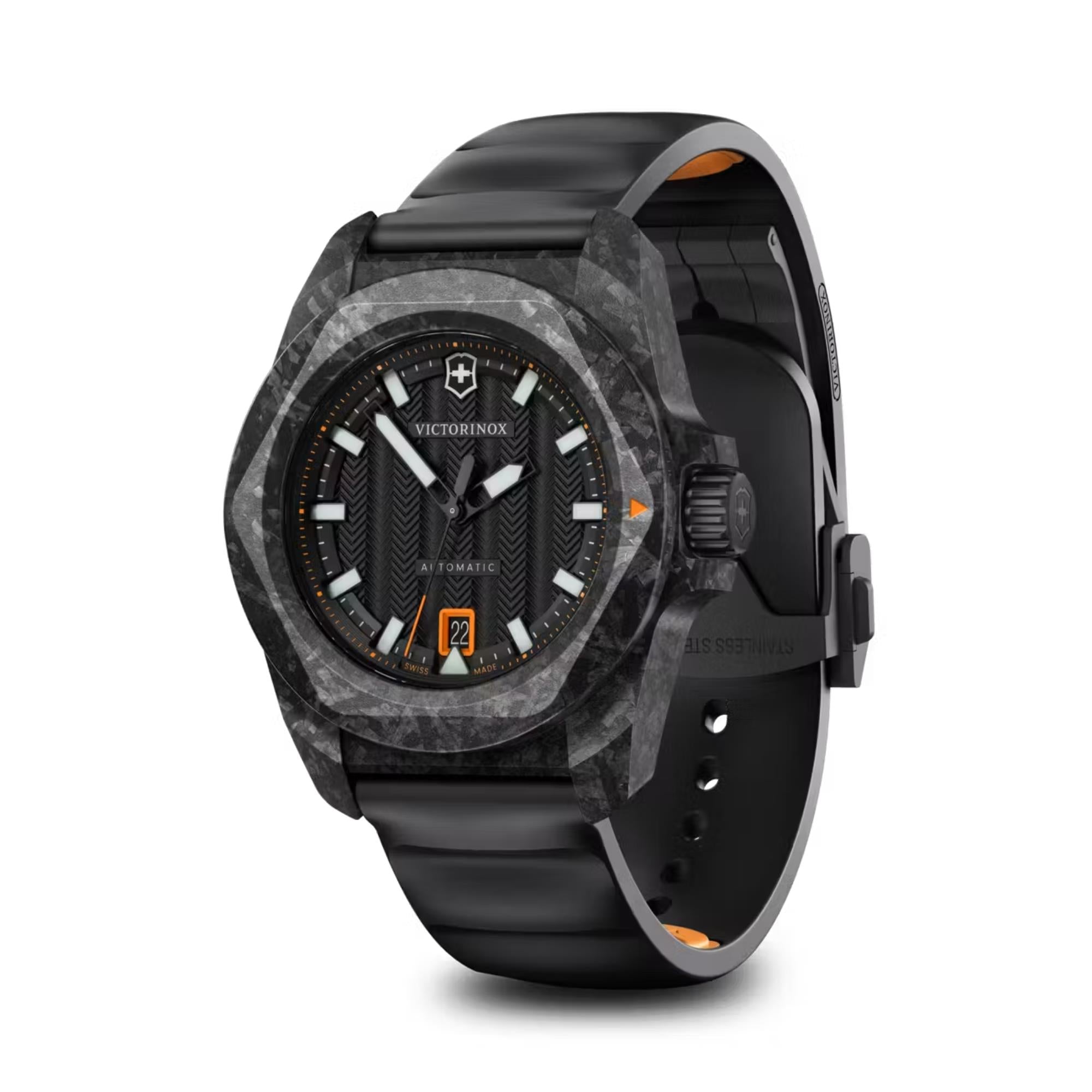 Victorinox I.N.O.X. Automatic Black Dial Rubber Strap Men's Watch 242023.1