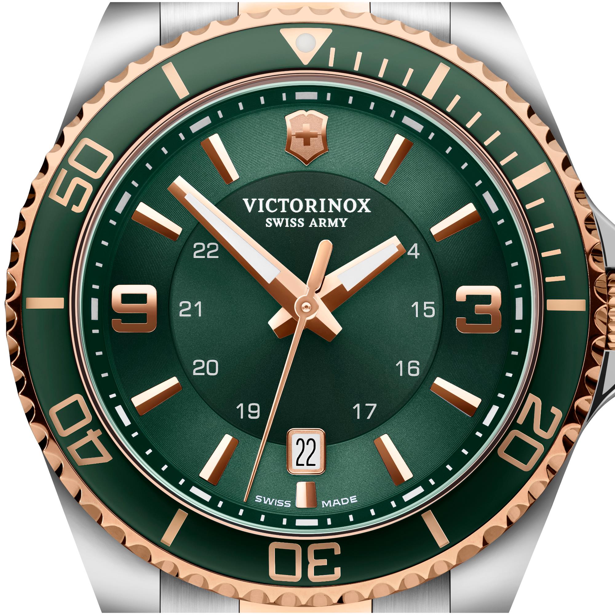 Victorinox Maverick Large Quartz Green Dial Steel Strap Men's Watch 242008