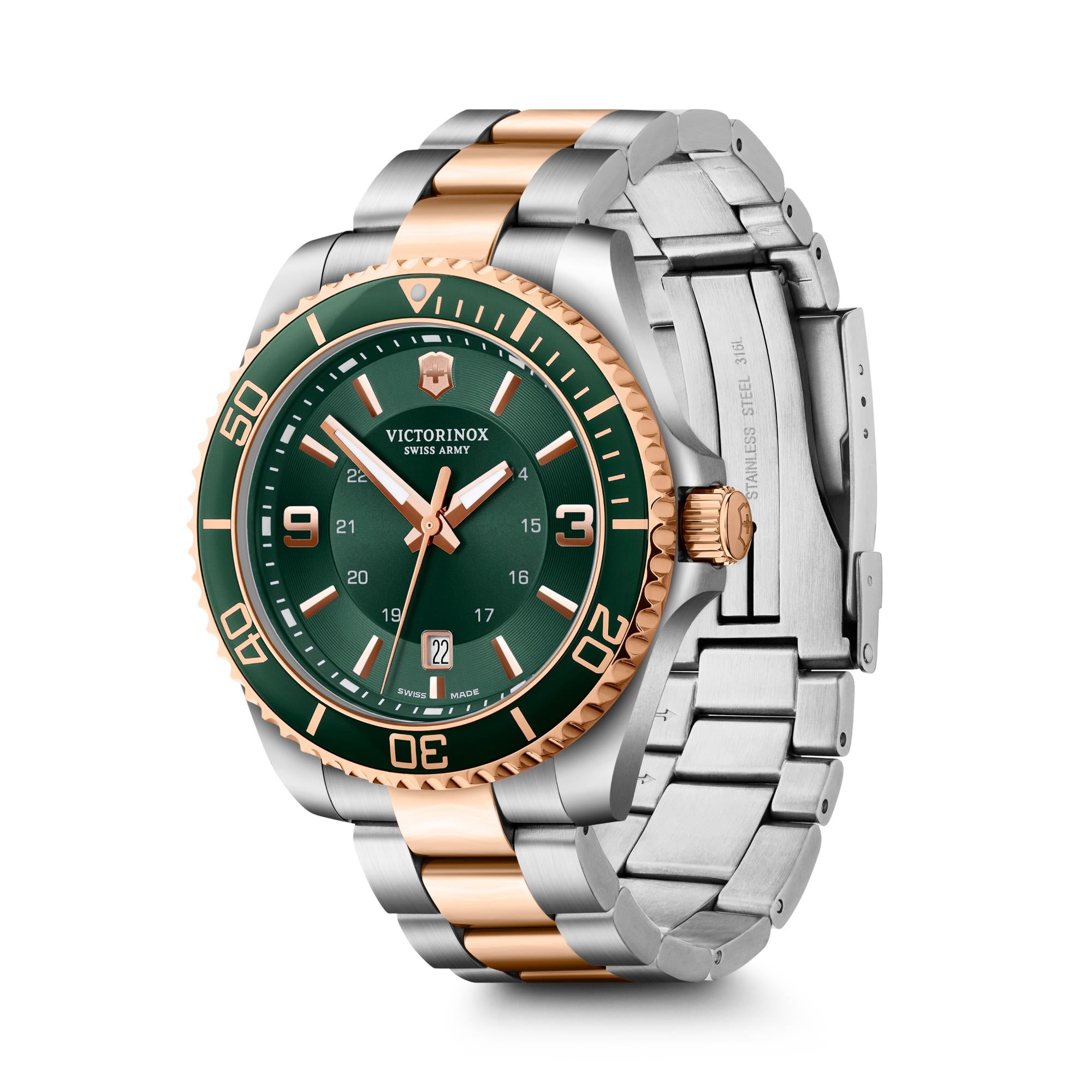 Victorinox Maverick Large Quartz Green Dial Steel Strap Men's Watch 242008