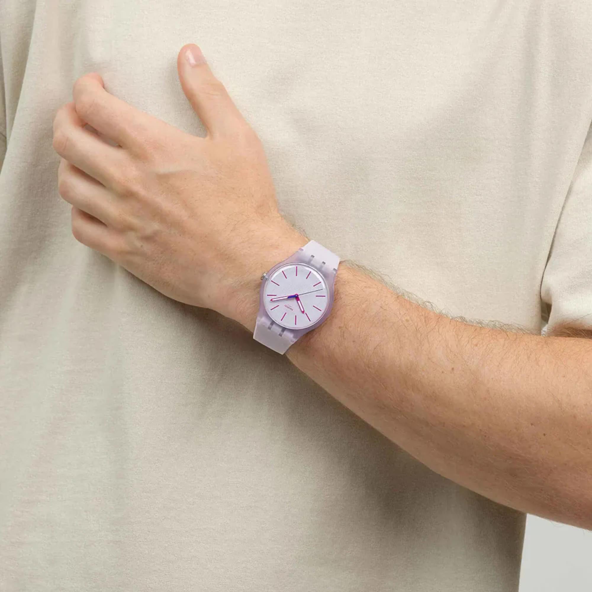 Swatch Originals Lavendaze Quartz Purple Dial Silicone Strap Unisex Watch SO29V101