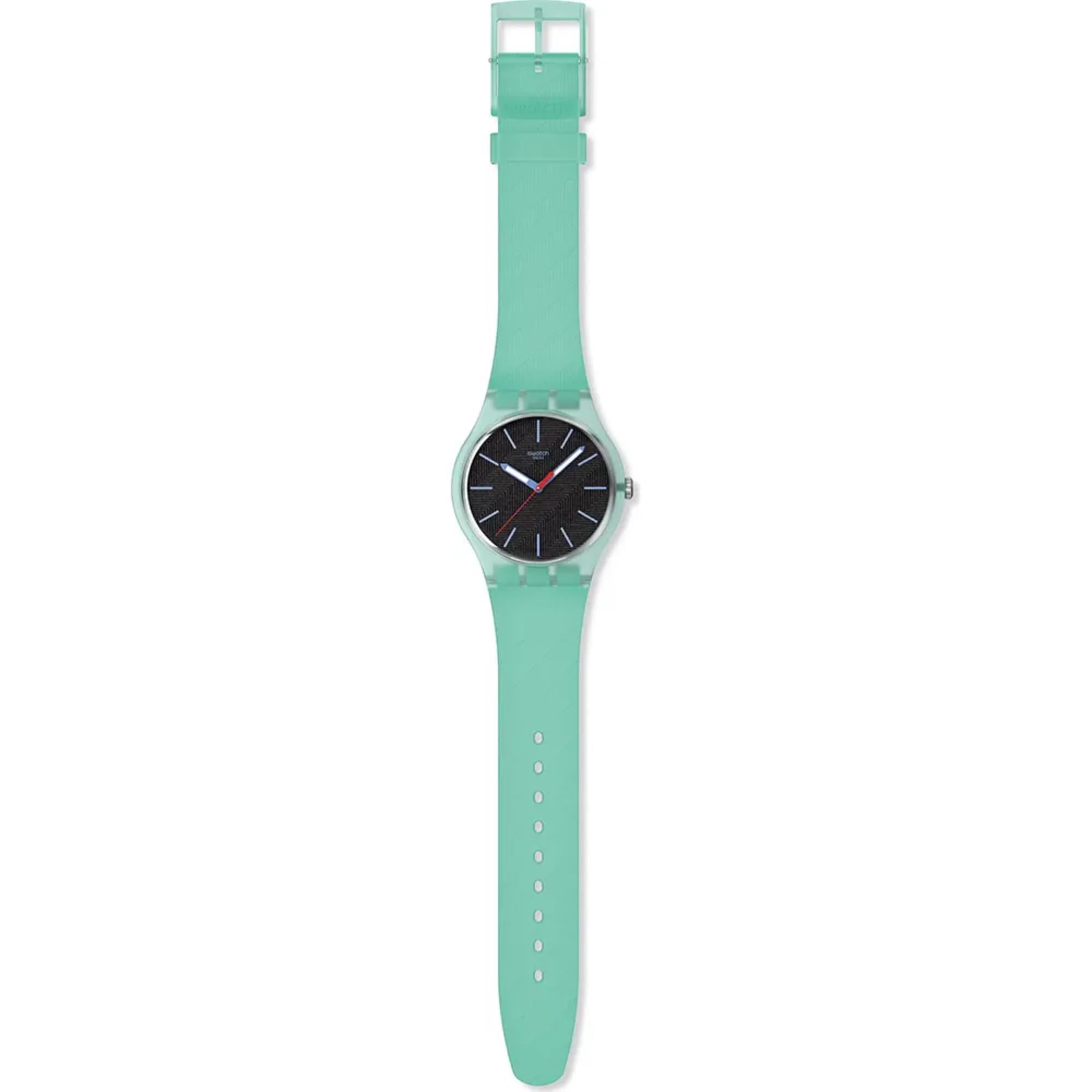 Swatch Originals Hint of Mint Quartz Black Dial Silicone Strap Unisex Watch SO29L103