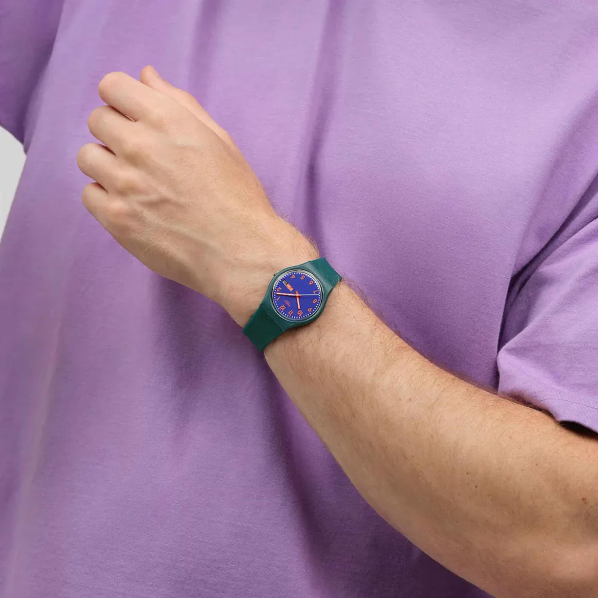 Swatch Originals Pattern Formation Blue Dial Silicone Strap Unisex Watch SO28N706