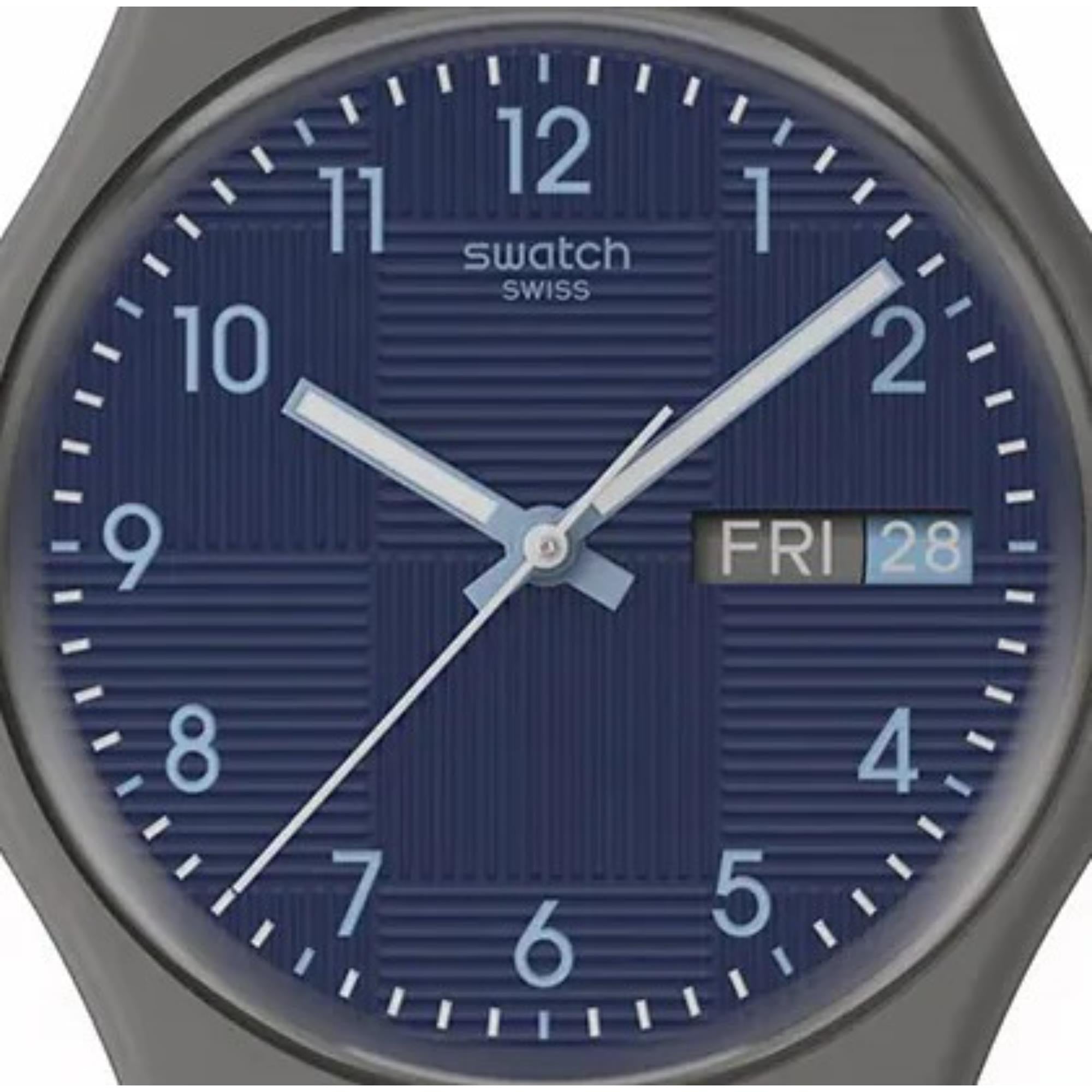 Swatch Originals Tile Dial Quartz Blue Dial Silicone Strap Unisex Watch SO28M701