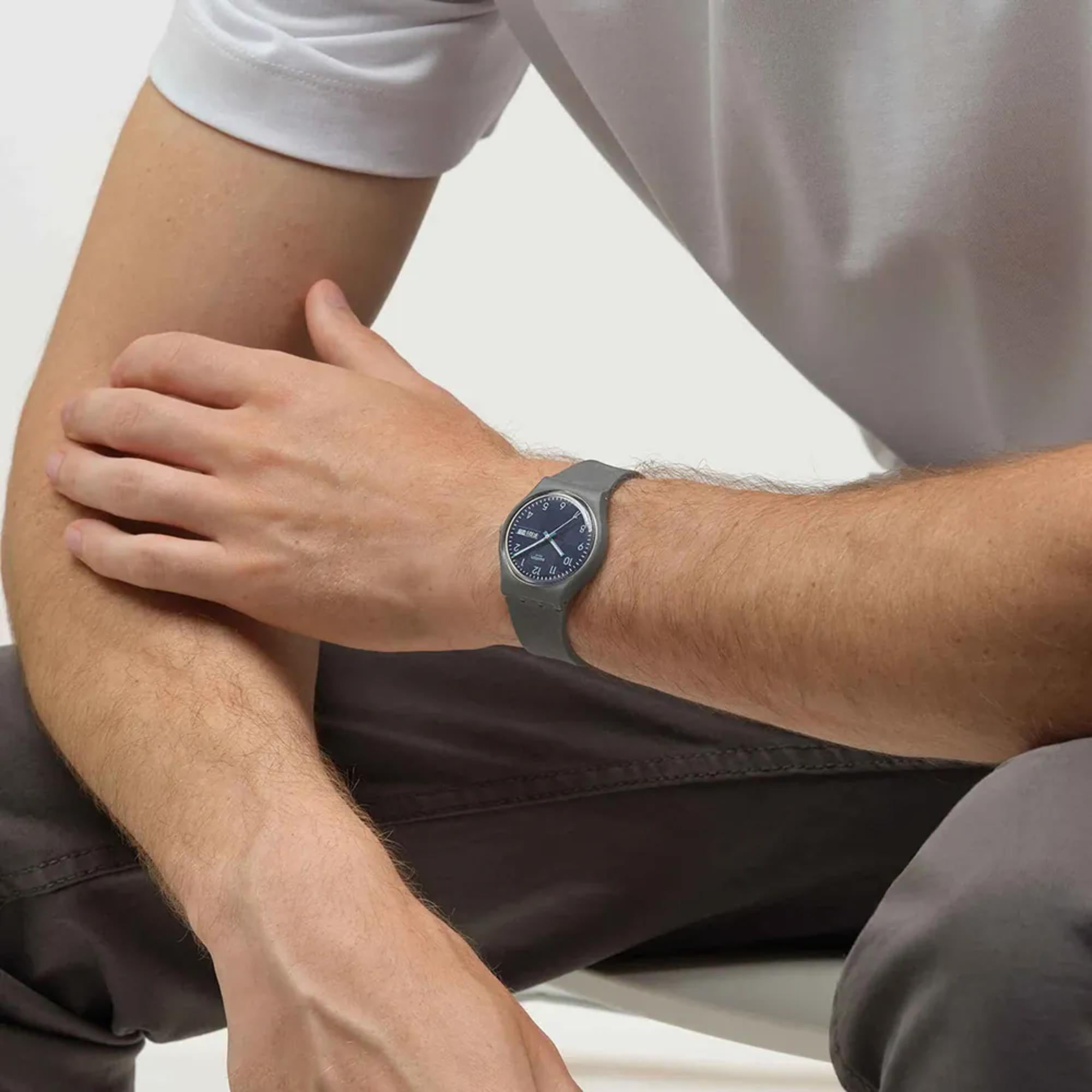 Swatch Originals Tile Dial Quartz Blue Dial Silicone Strap Unisex Watch SO28M701