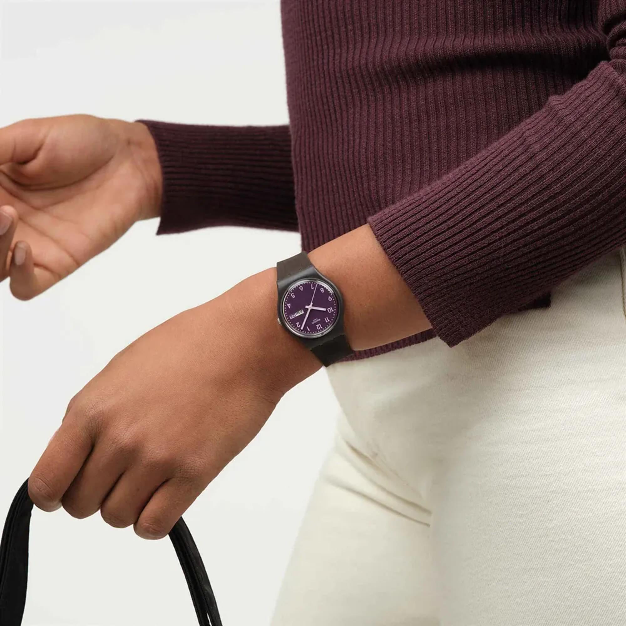 Swatch Originals Weaving Wonders Quartz Purple Dial Silicone Strap Unisex Watch SO28C700