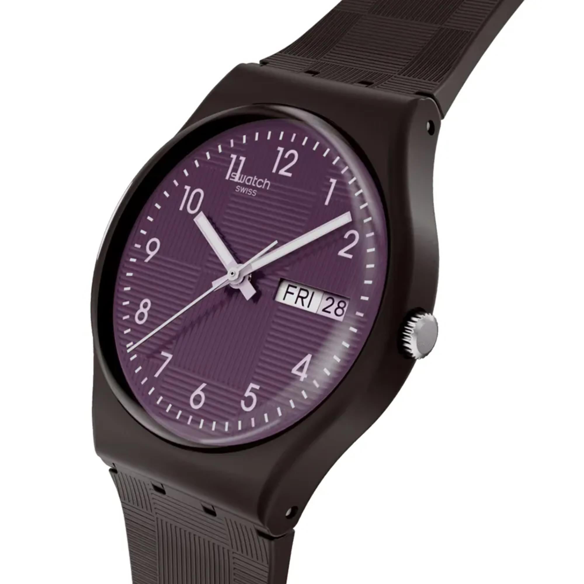 Swatch Originals Weaving Wonders Quartz Purple Dial Silicone Strap Unisex Watch SO28C700