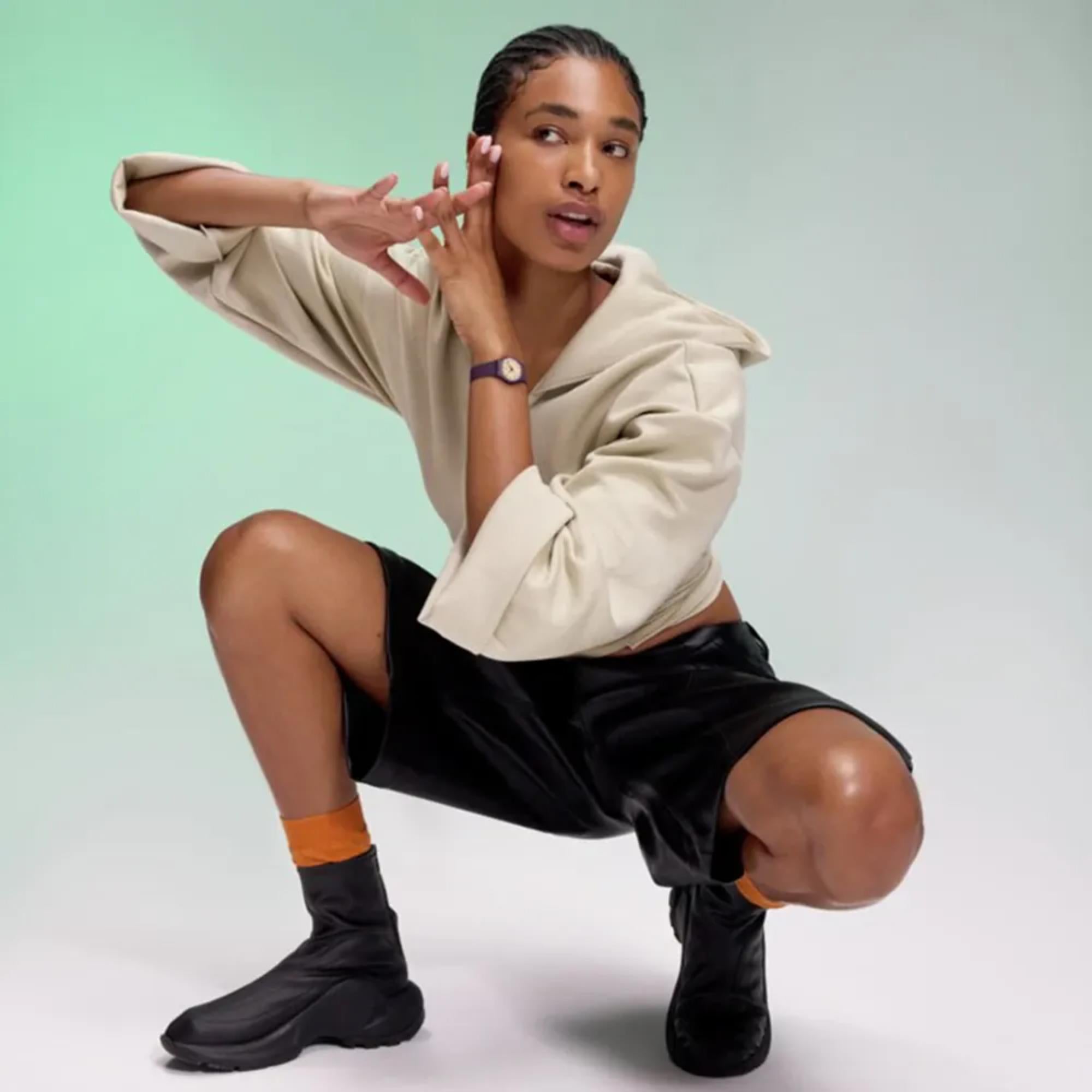 Swatch Originals Weaving Wonders Quartz Purple Dial Silicone Strap Unisex Watch SO28C700