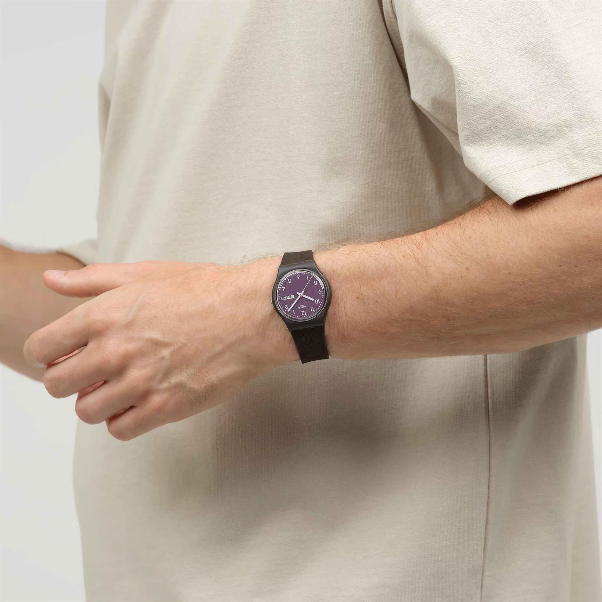 Swatch Originals Weaving Wonders Quartz Purple Dial Silicone Strap Unisex Watch SO28C700