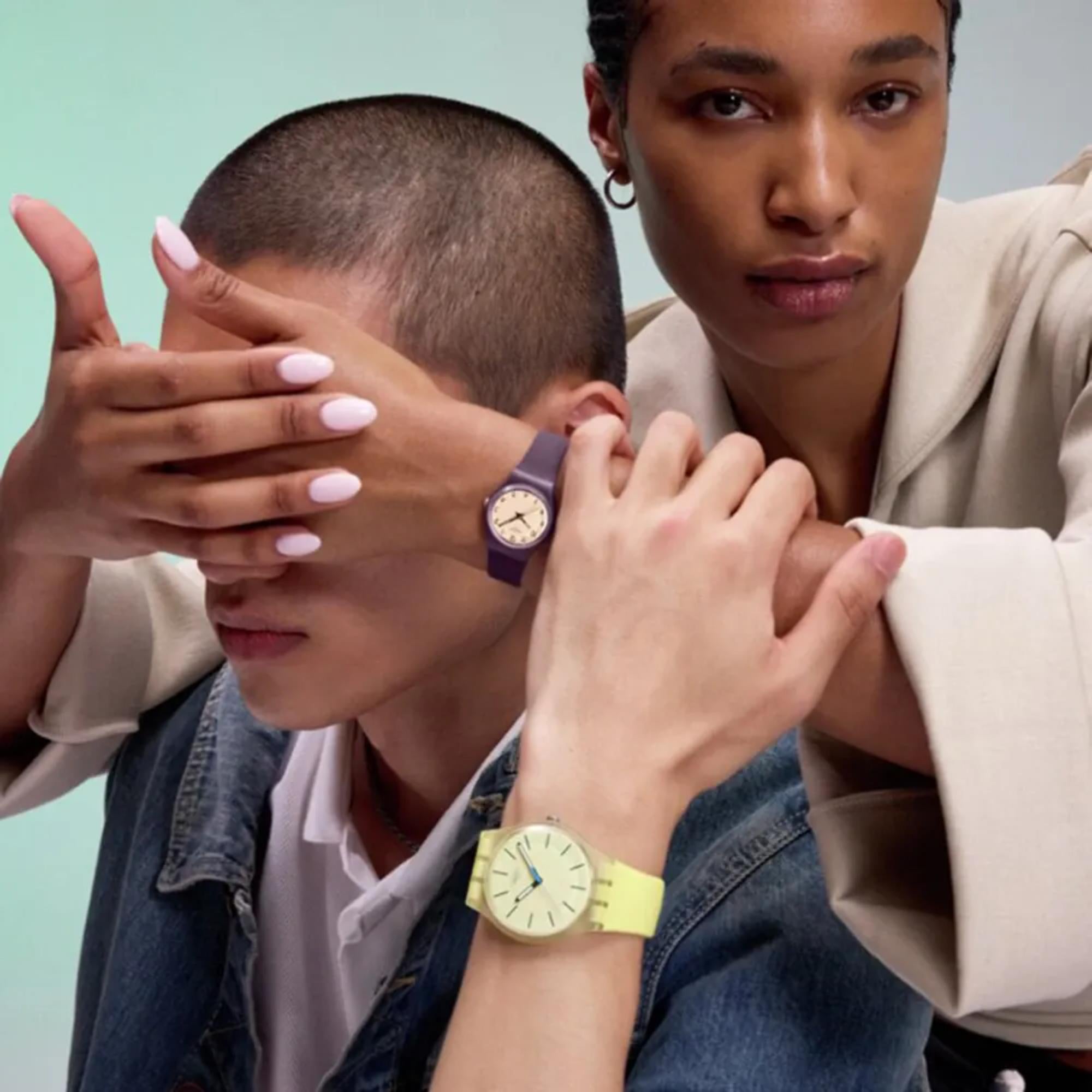 Swatch Originals Citrus Tilt Quartz Yellow Dial Silicone Strap Unisex Watch SO29J102