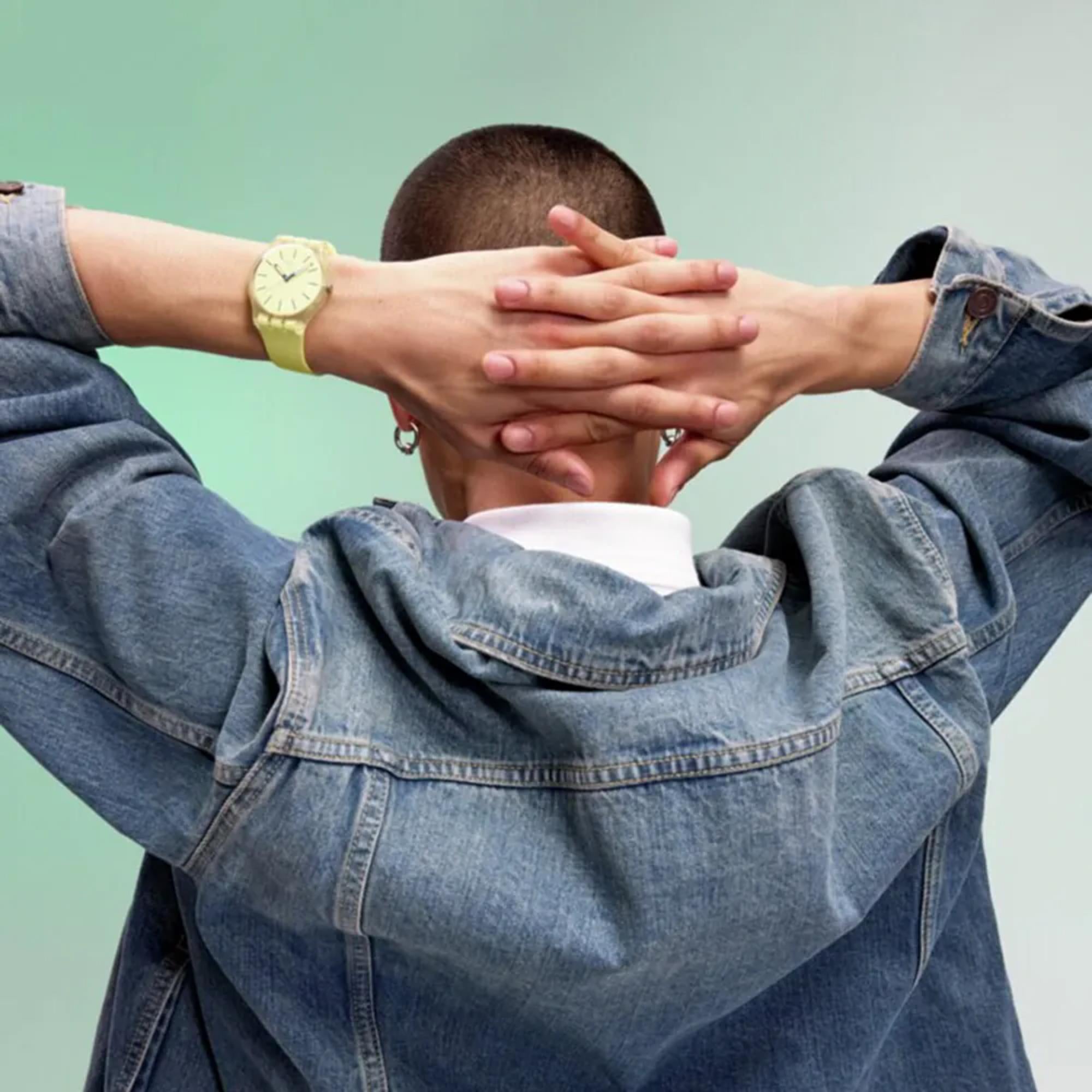 Swatch Originals Citrus Tilt Quartz Yellow Dial Silicone Strap Unisex Watch SO29J102